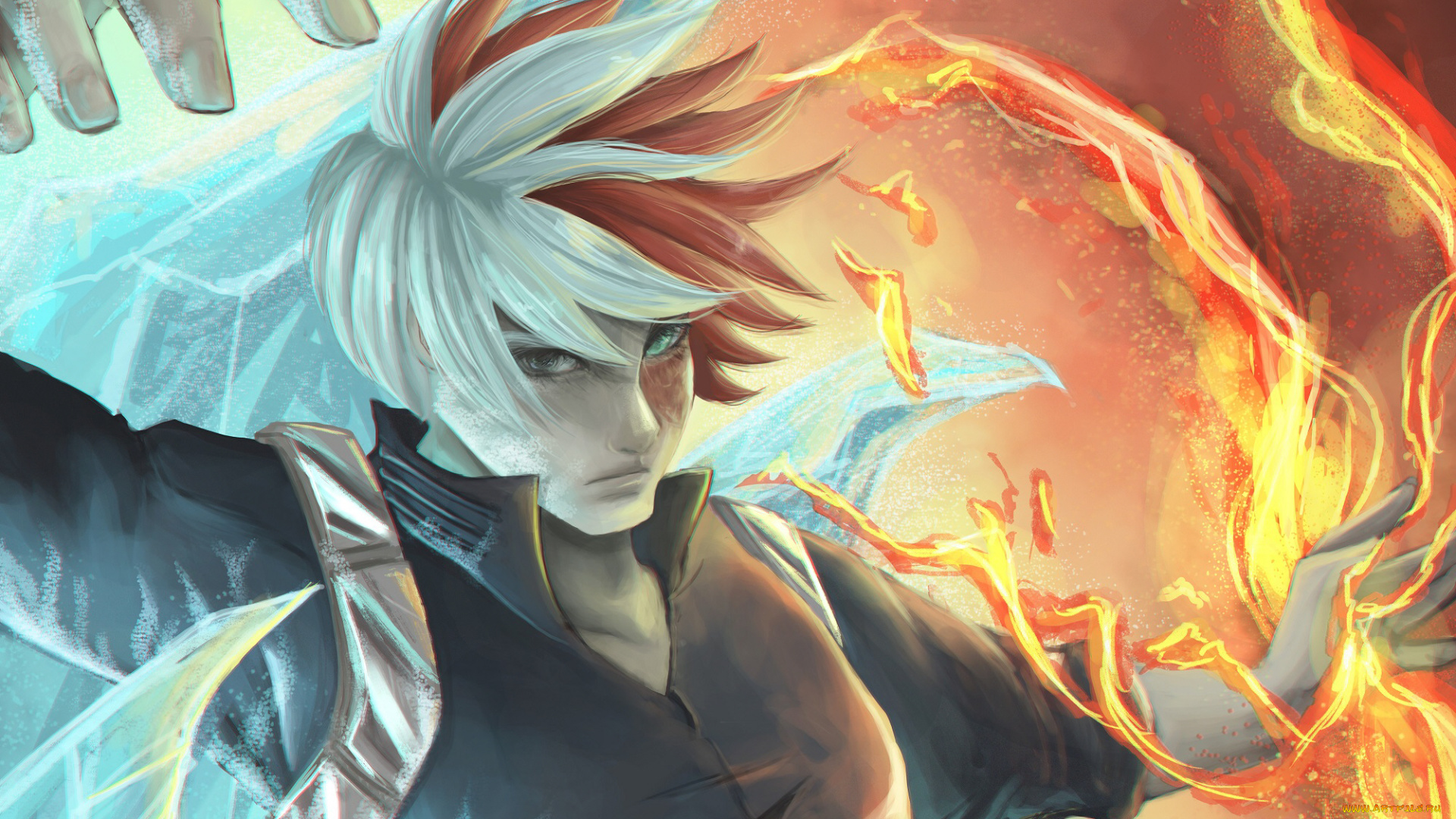 аниме, boku, no, hero, academia, тодороки, шото