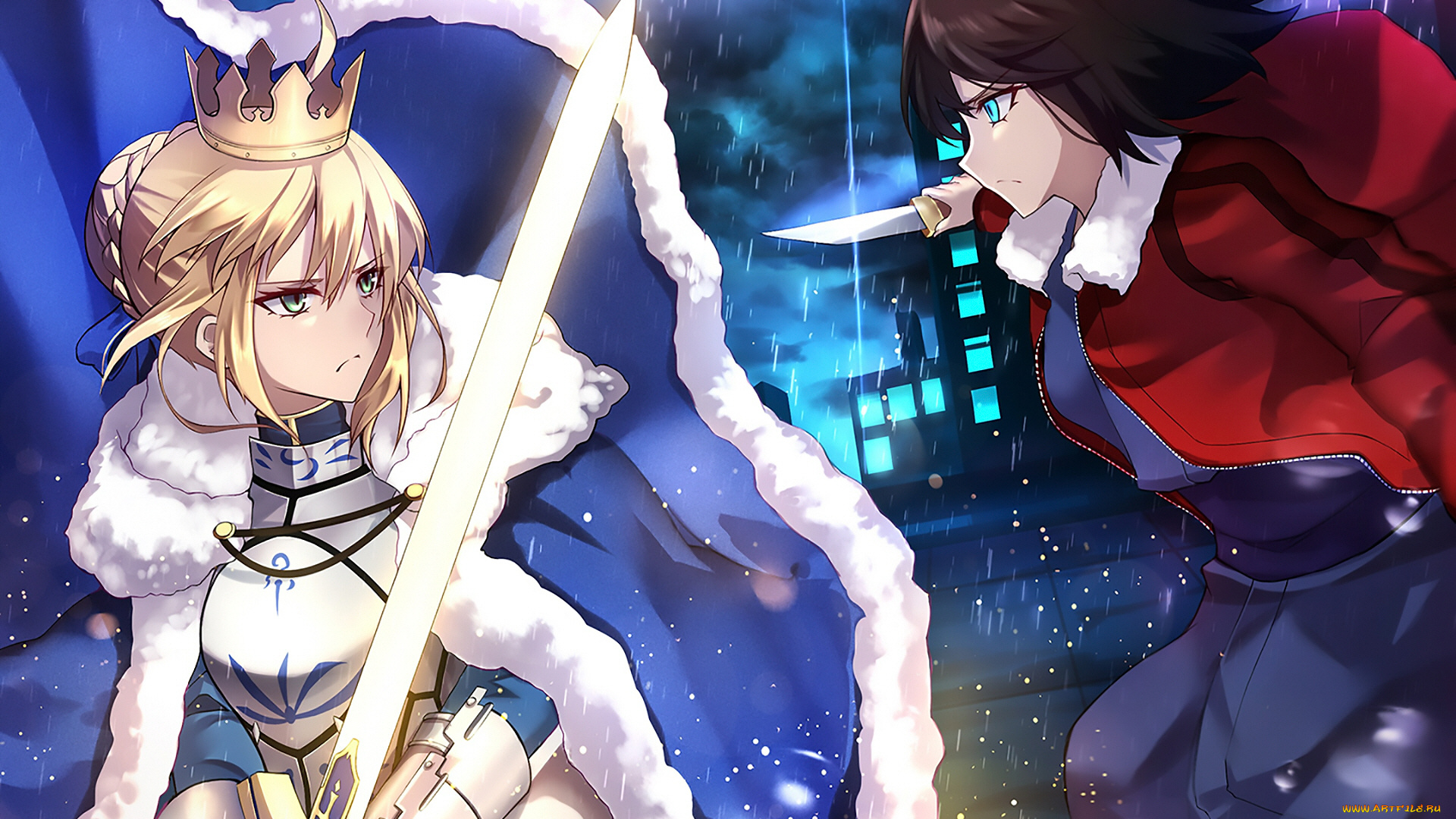 аниме, fate, stay, night, девушки