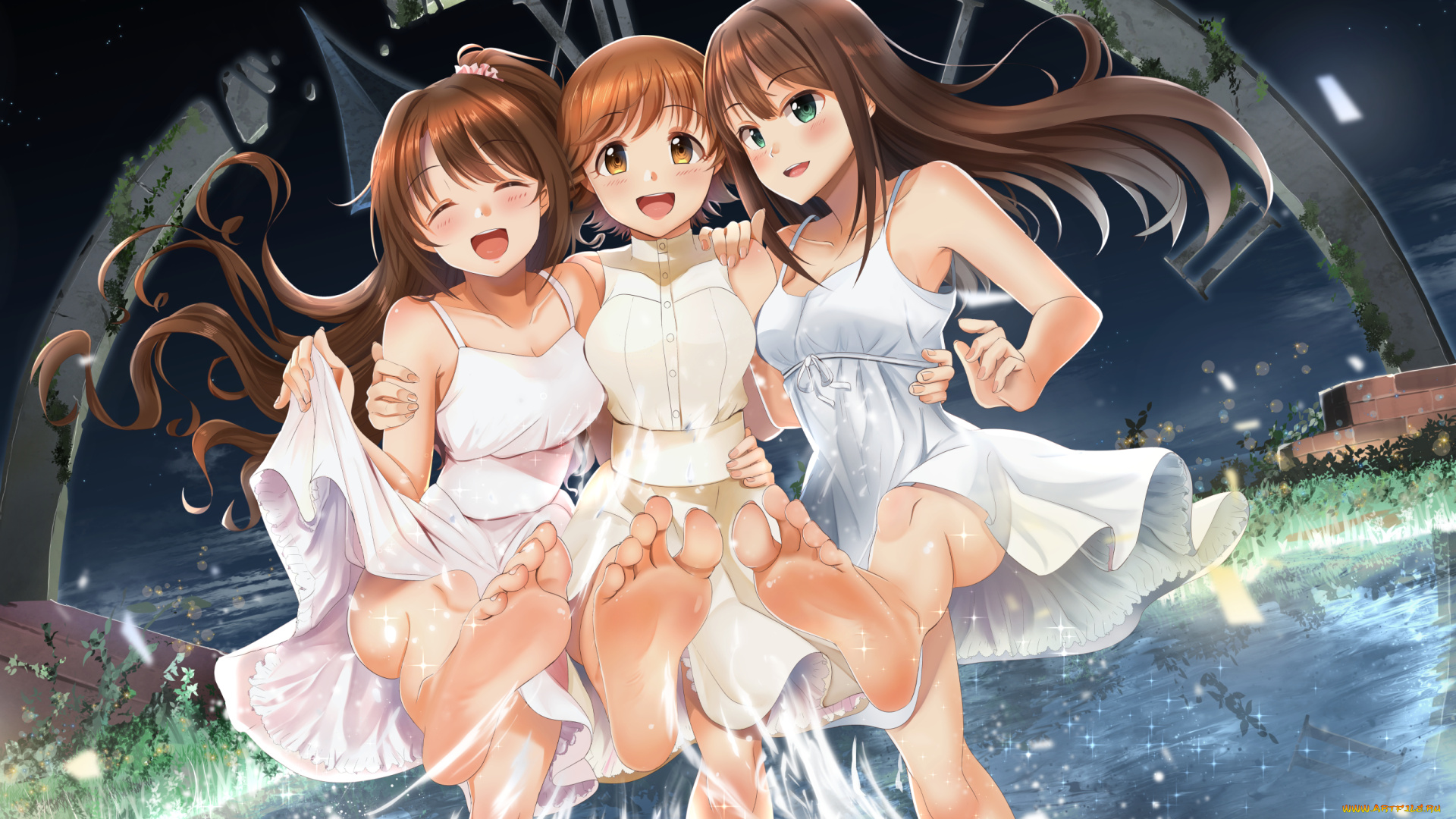 аниме, idolm@ster, девушки, фон, взгляд