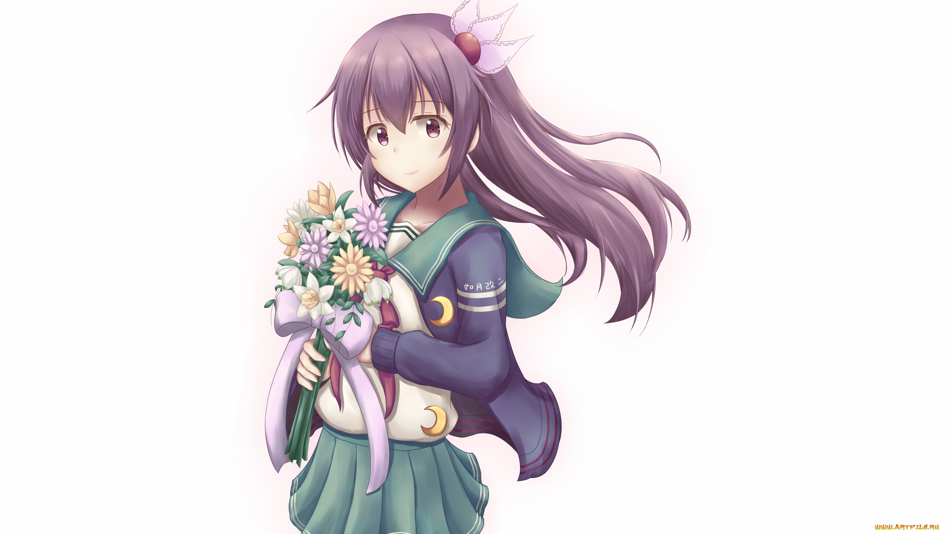 аниме, kantai, collection, девушка, взгляд, фон