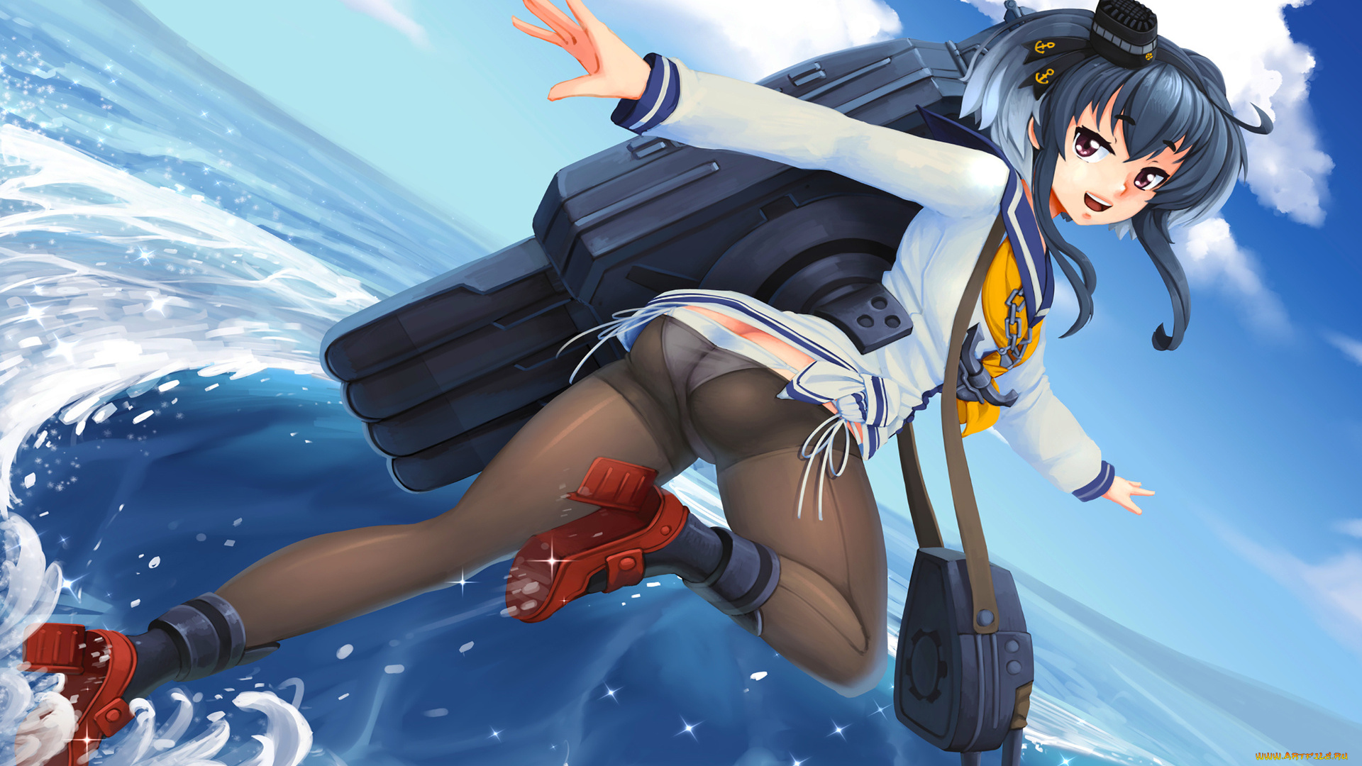 аниме, kantai, collection, фон, взгляд, девушка