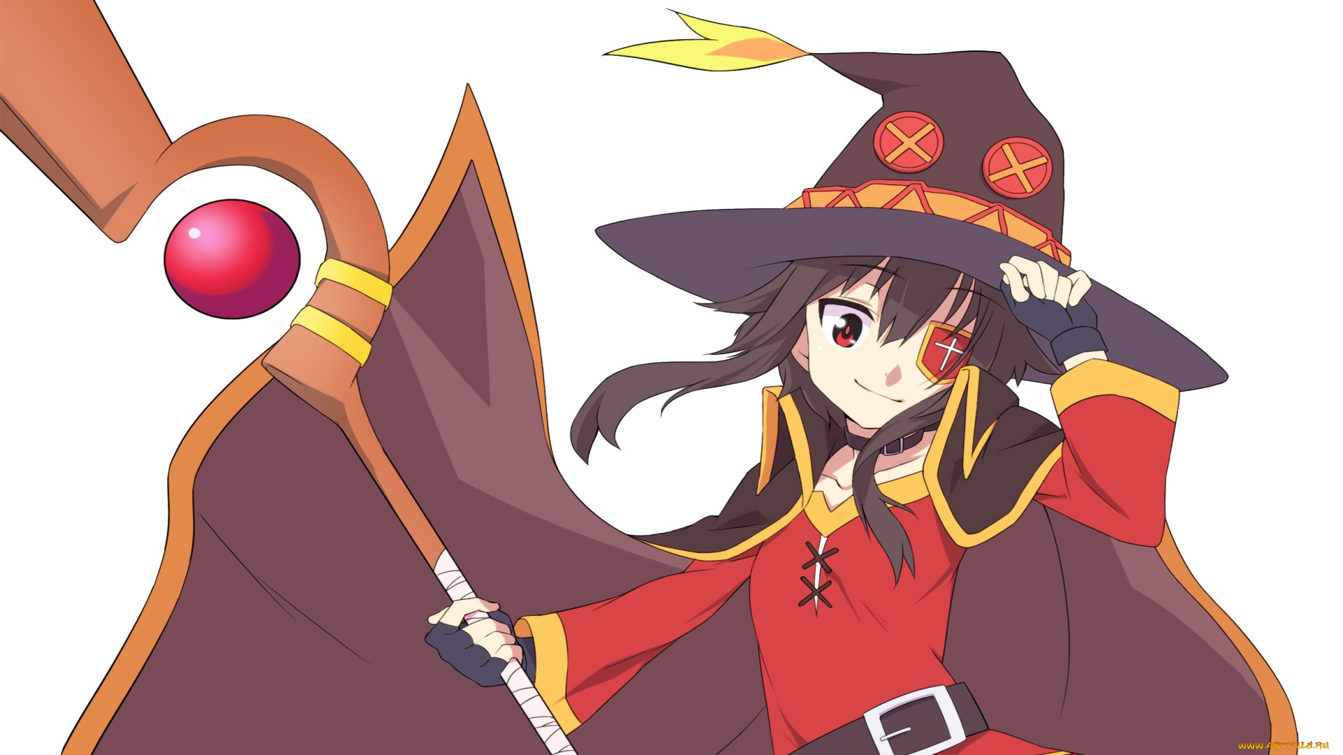 аниме, kono, subarashii, sekai, ni, shukufuku, wo, фон, взгляд, девушка