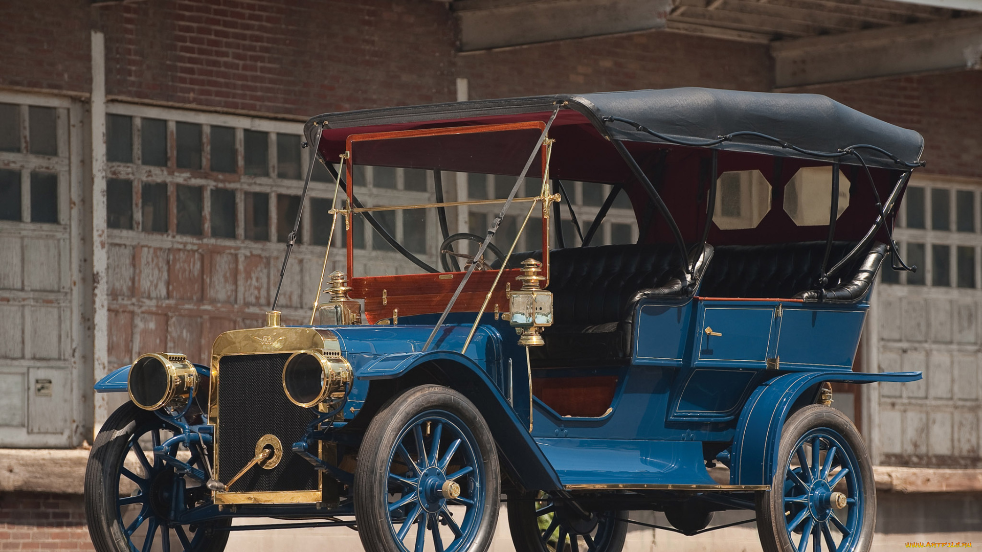 автомобили, классика, синий, здание, ретро