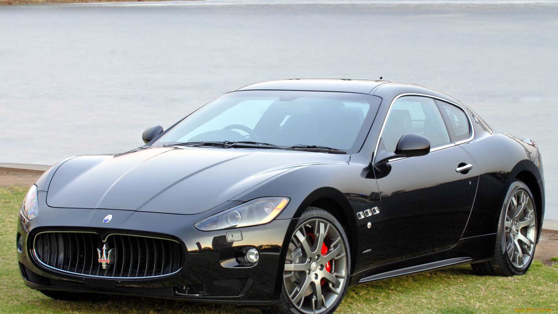 автомобили, maserati, озеро, город, черный, мазерати