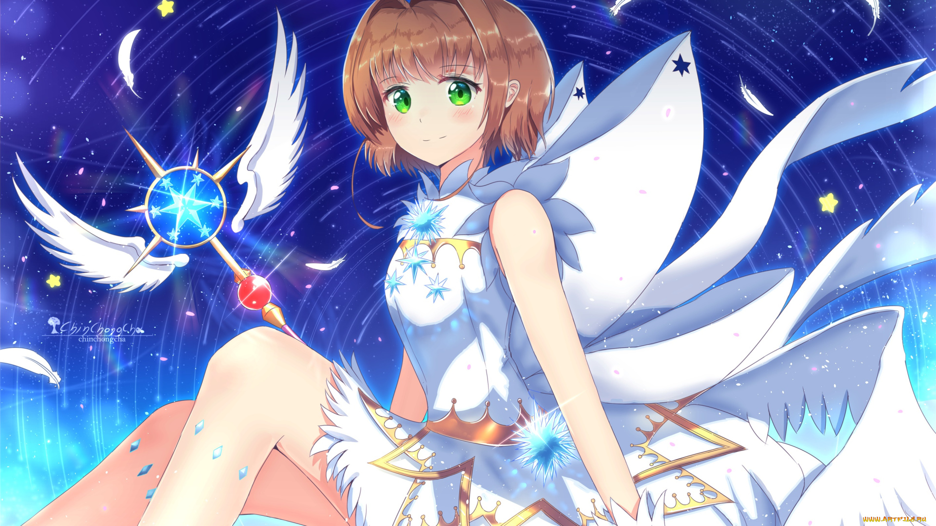 cardcaptor, sakura, аниме, card, captor, sakura, фон, взгляд, девушка