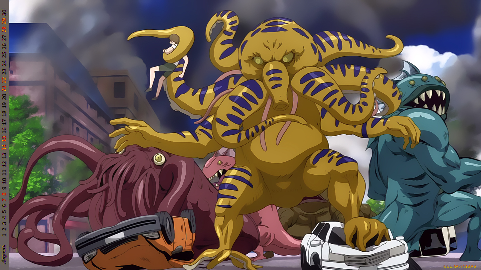 календари, аниме, чудовище