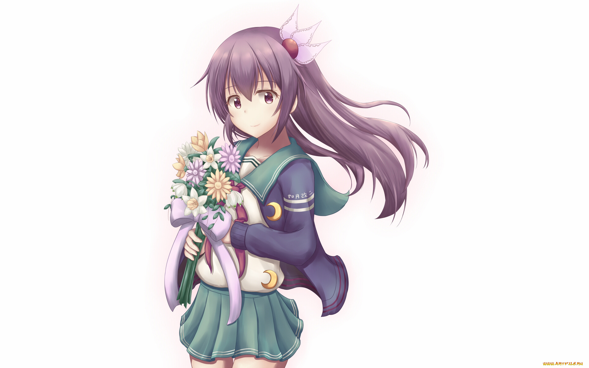 аниме, kantai, collection, девушка, взгляд, фон