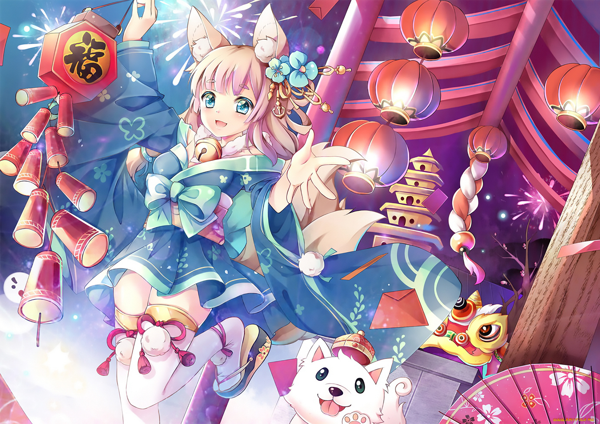 аниме, животные, , существа, девушка