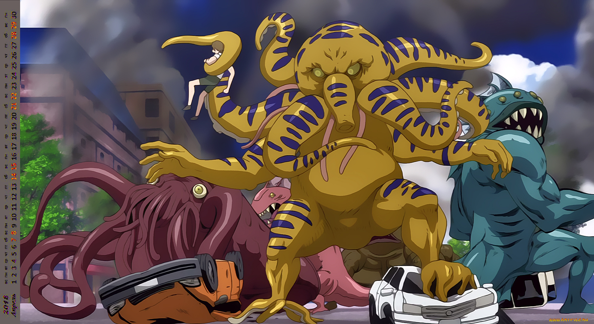 календари, аниме, чудовище