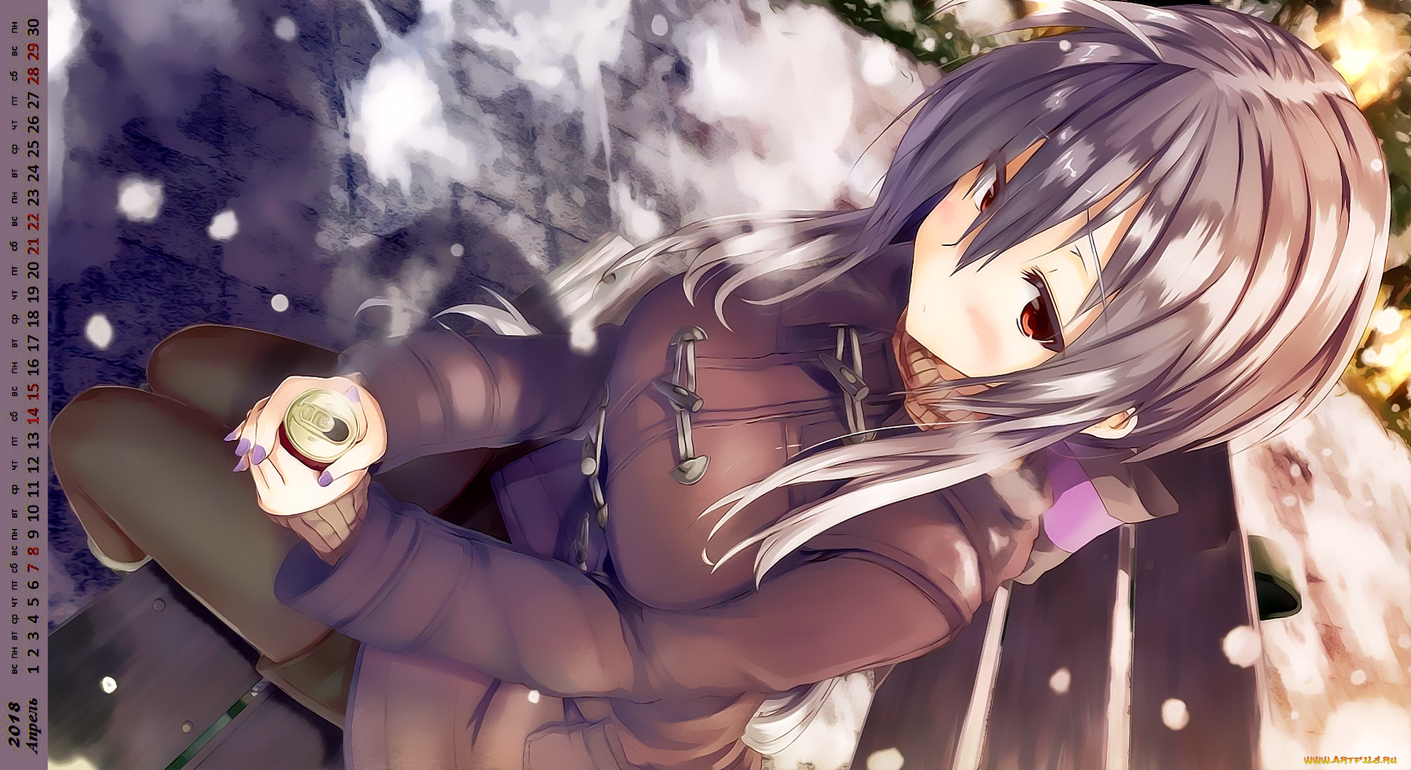 календари, аниме, взгляд, девушка