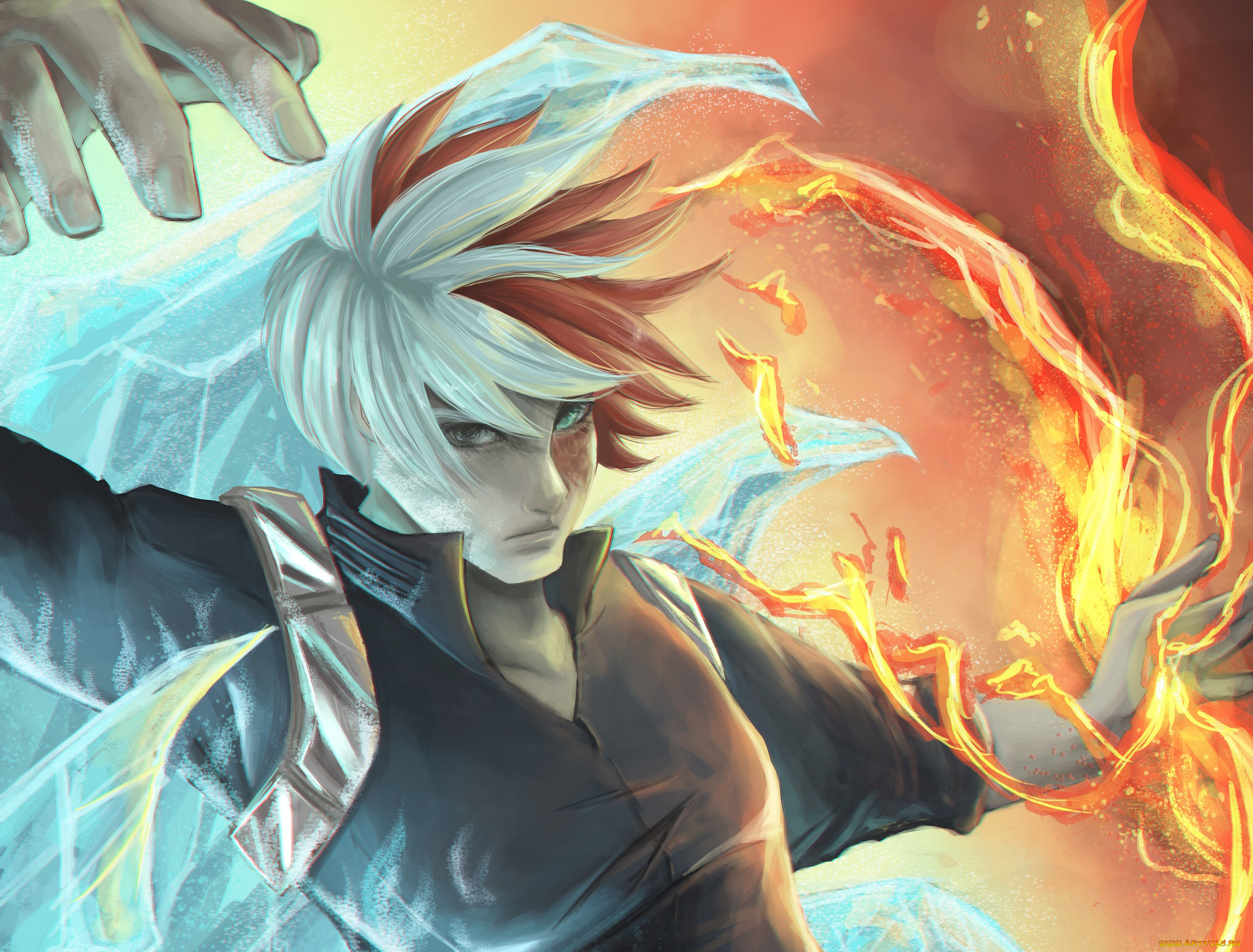 аниме, boku, no, hero, academia, тодороки, шото