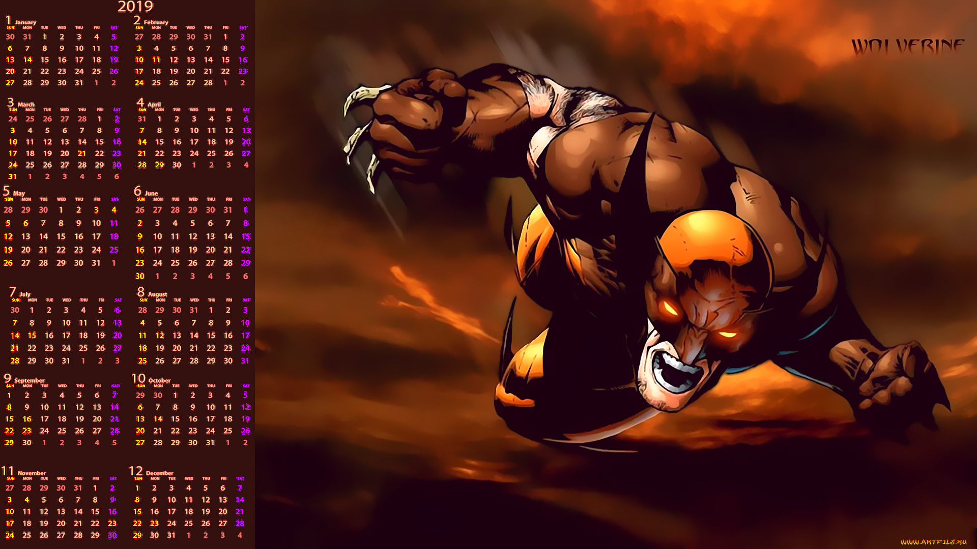 календари, фэнтези, существо, полет