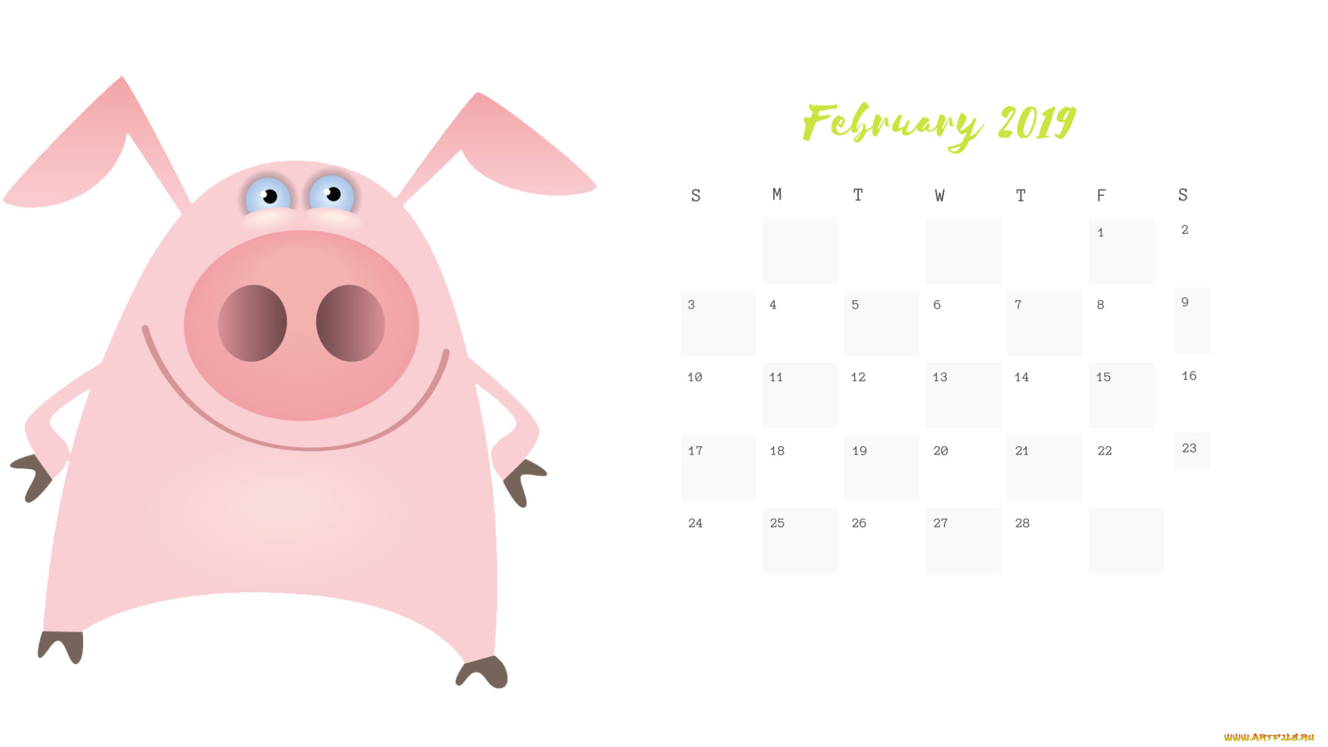 календари, рисованные, , векторная, графика, свинья, поросенок