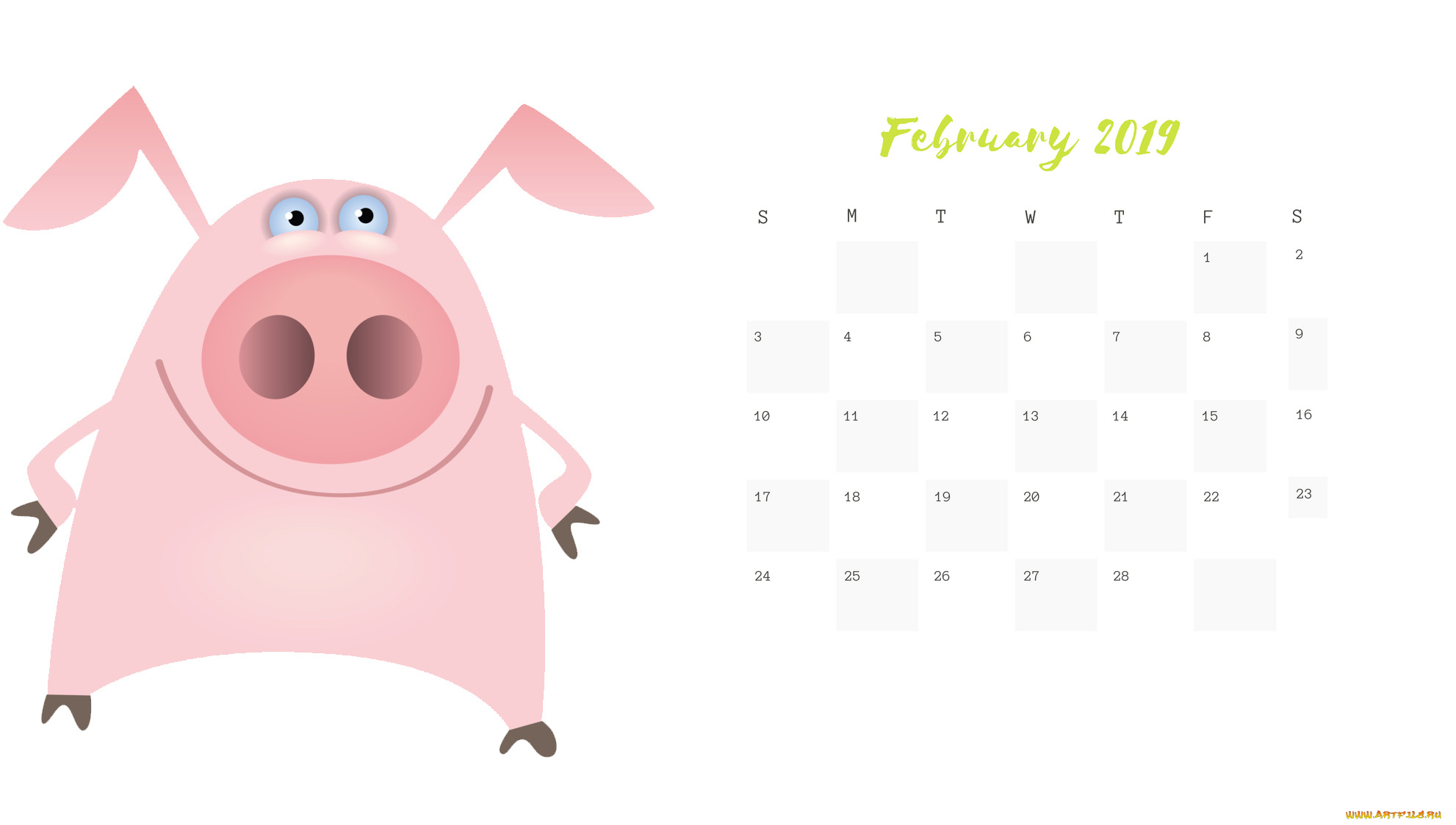 календари, рисованные, , векторная, графика, свинья, поросенок