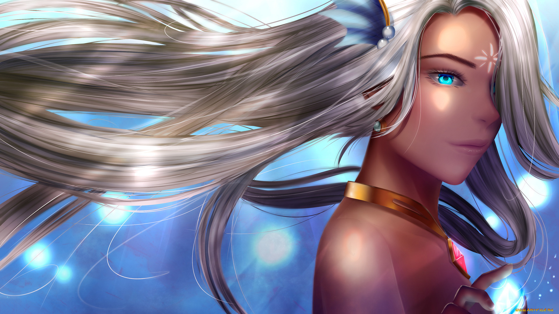 аниме, summer, wars, девушка, фон, волосы