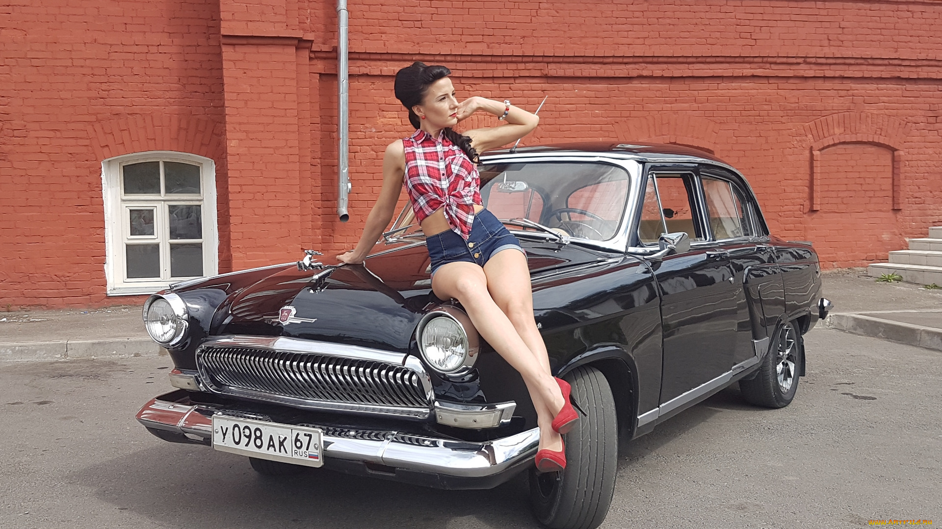 газ-, 21, волга, автомобили, -авто, с, девушками, газ-, 21, волга, автомобиль, чёрный, классика, ретро, девушка