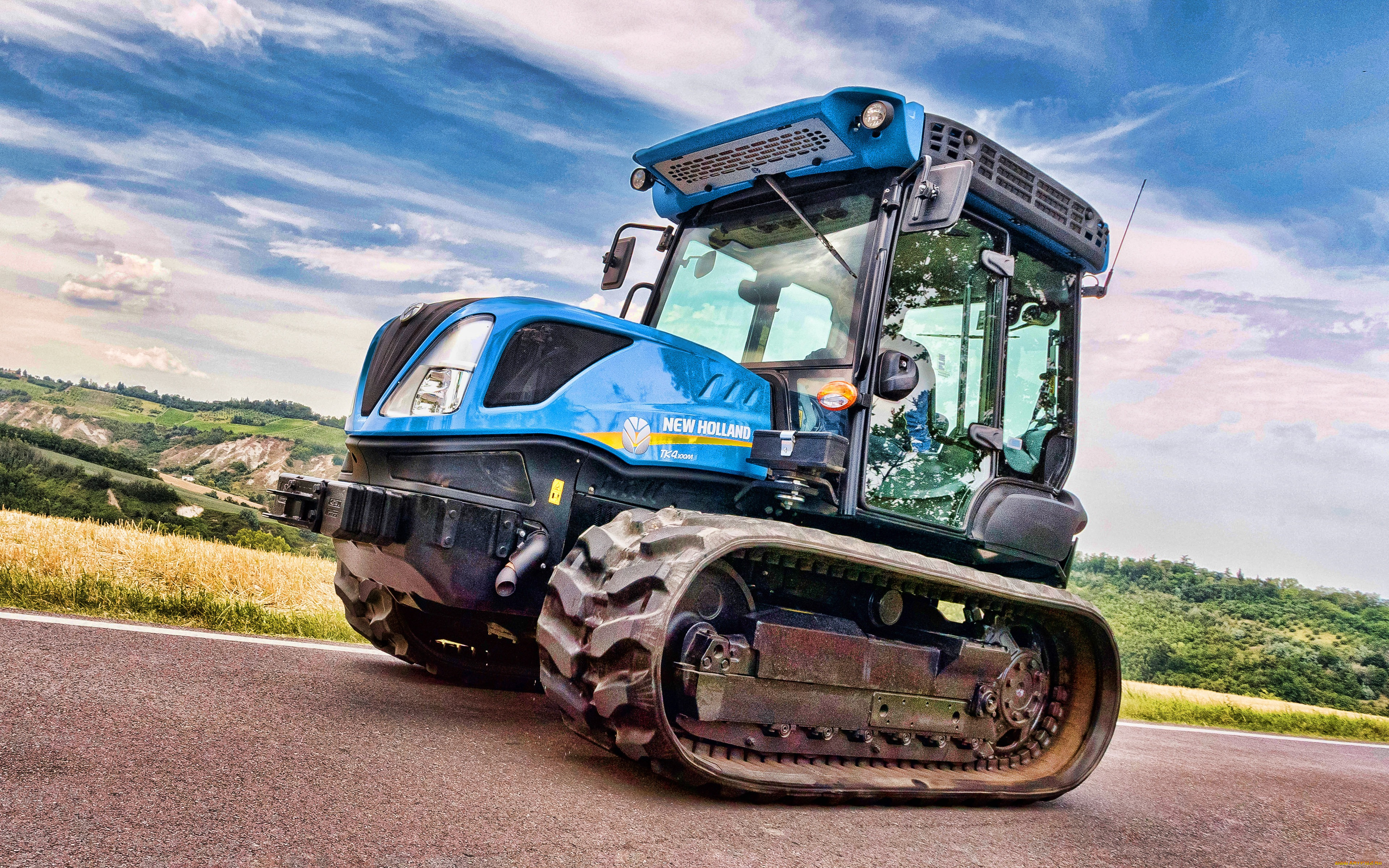 new, holland, tk4-100m, техника, тракторы, на, гусенецах, new, holland, tk4-100m, 4k, гусеничный, трактор, тракторы, 2020, года, сельхозтехника, уборка, урожая
