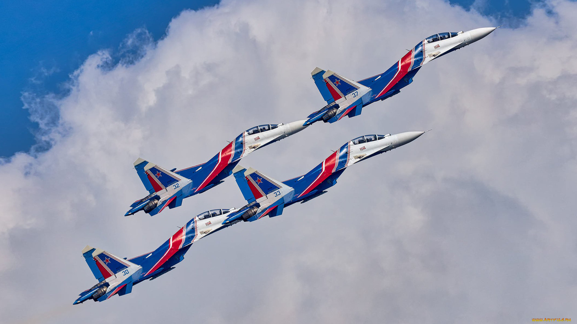 авиация, боевые, самолёты, русские, витязи, полет, су-30см, облака