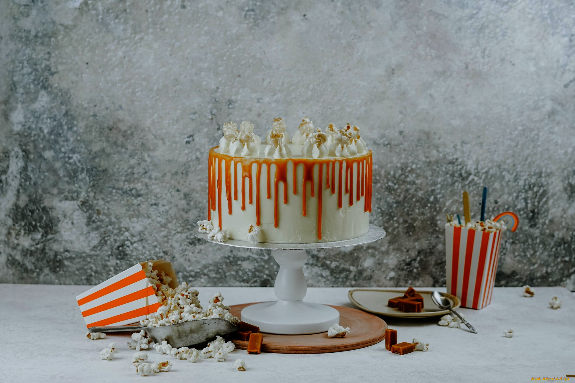 еда, торты, карамельный, торт, лакомство