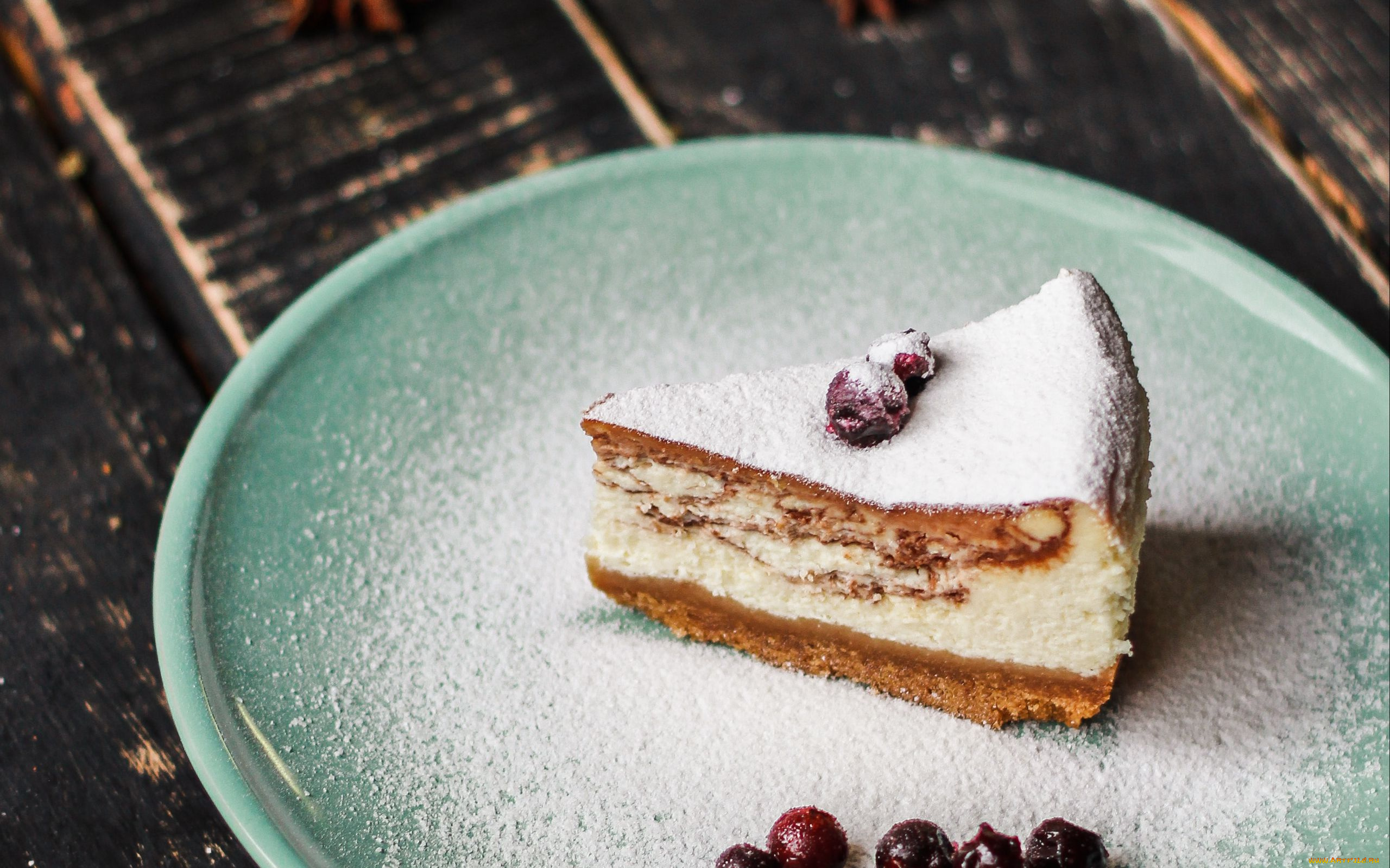 еда, торты, сахарная, пудра, торт, вишни