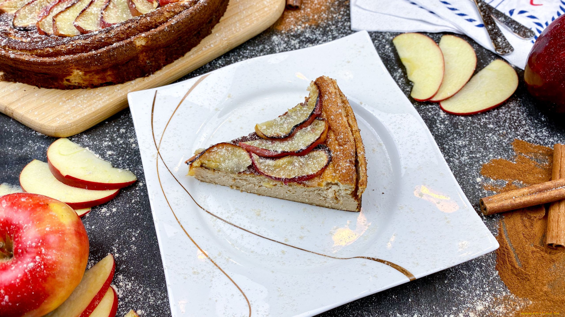 еда, пироги, яблоки, пирог, яблочный, корица