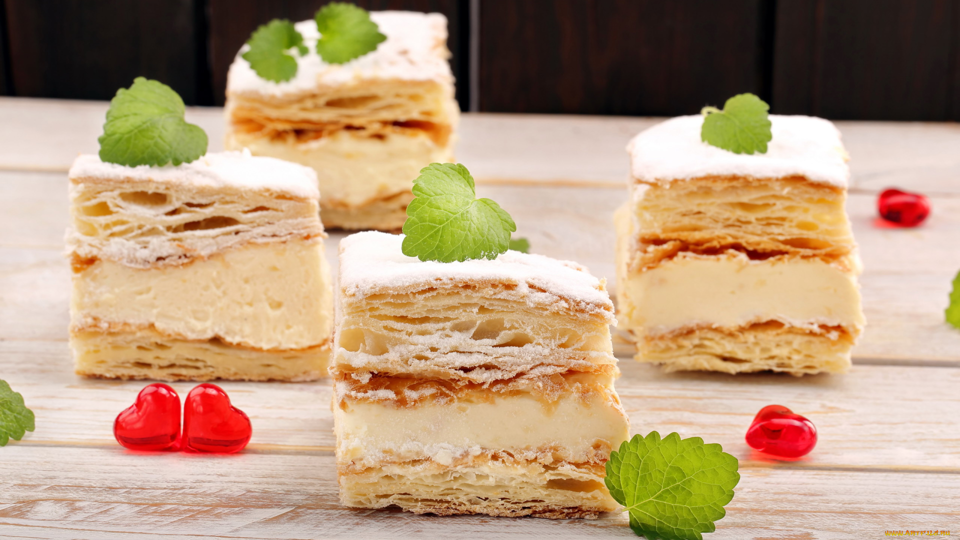 еда, пирожные, , кексы, , печенье, мята, слоеные, крем