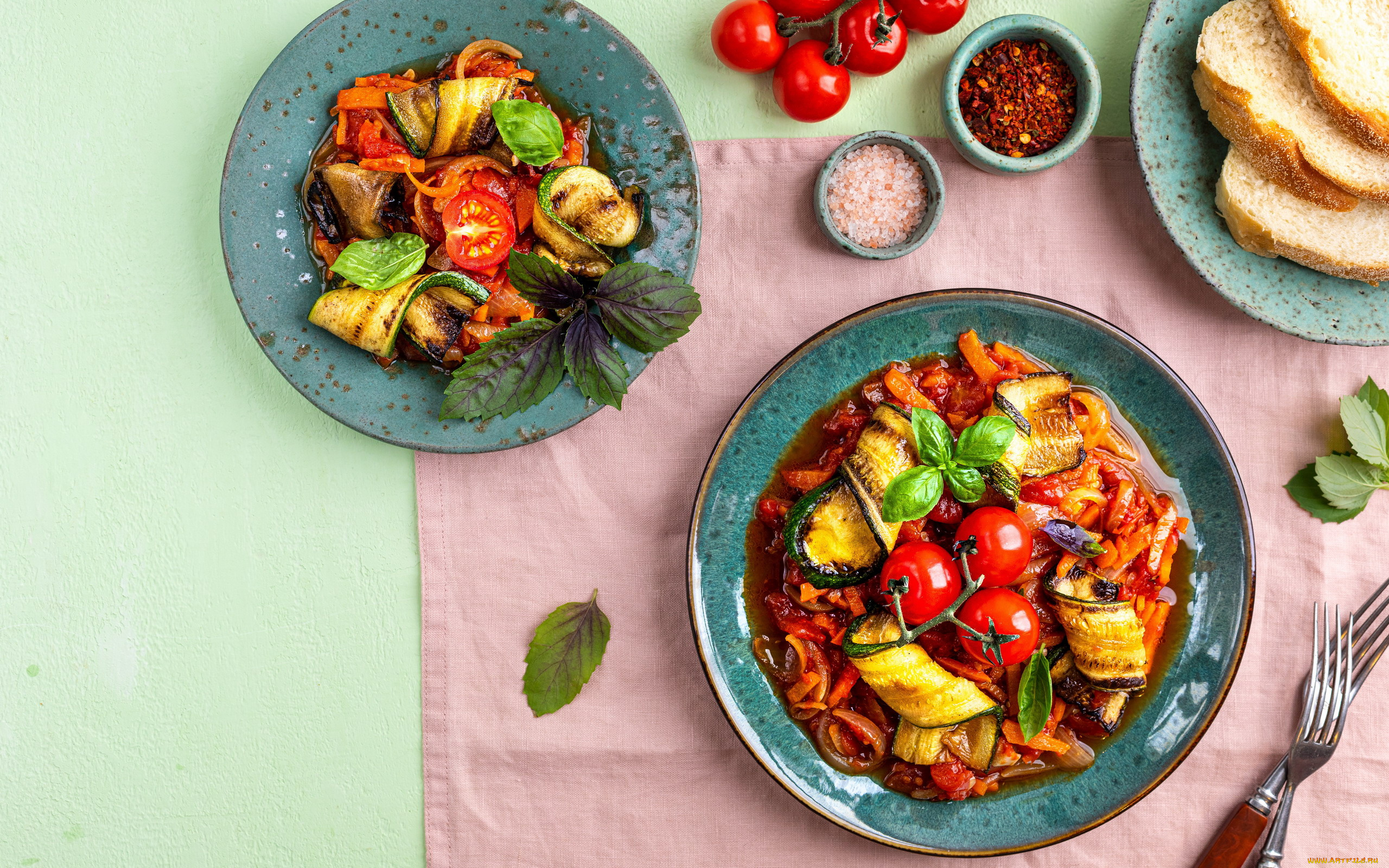 еда, овощи, овощное, рагу, помидоры, кабачок, базилик