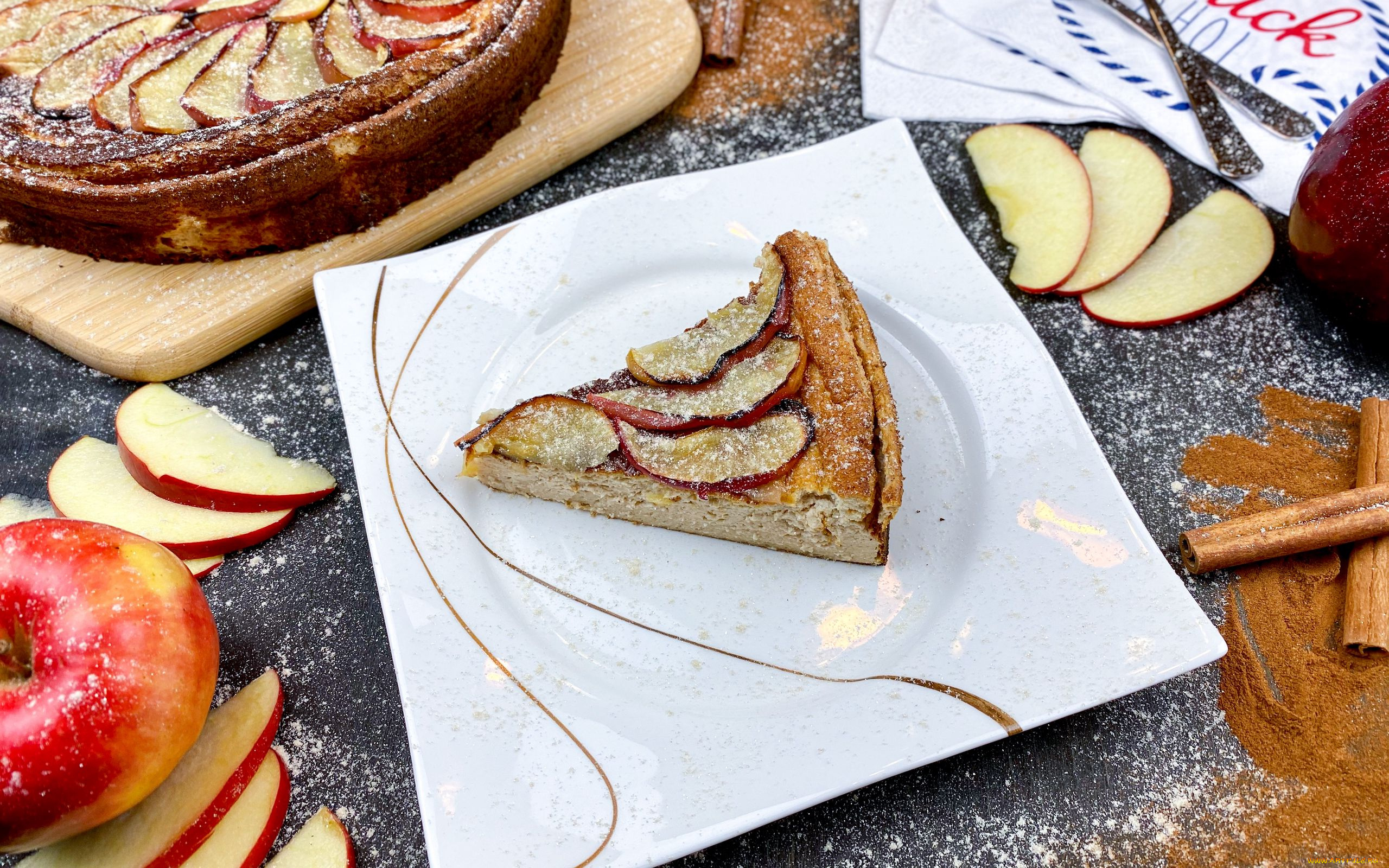 еда, пироги, яблоки, пирог, яблочный, корица