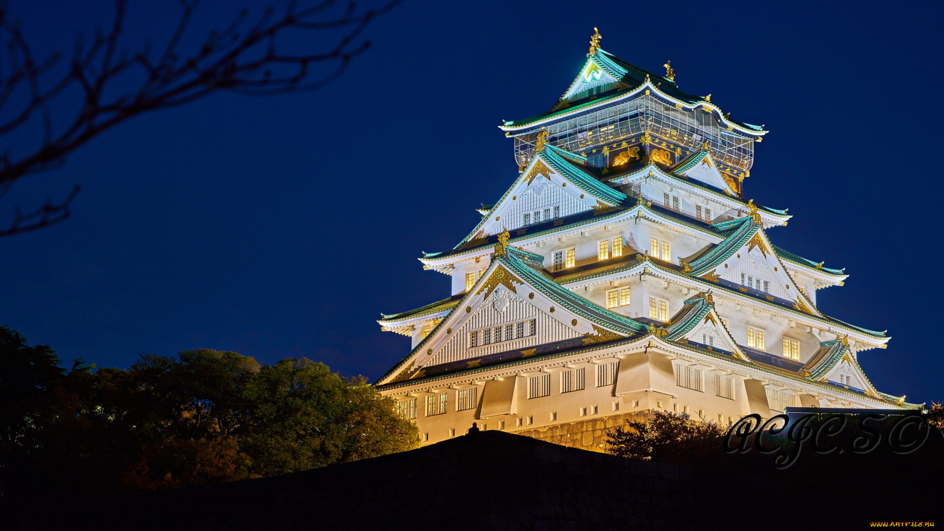 города, замки, японии, замок