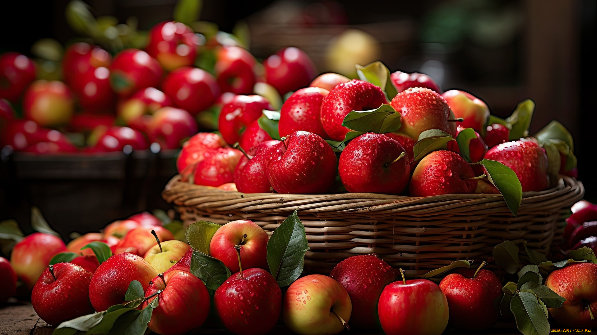 3д, графика, еда-, food, яблоки