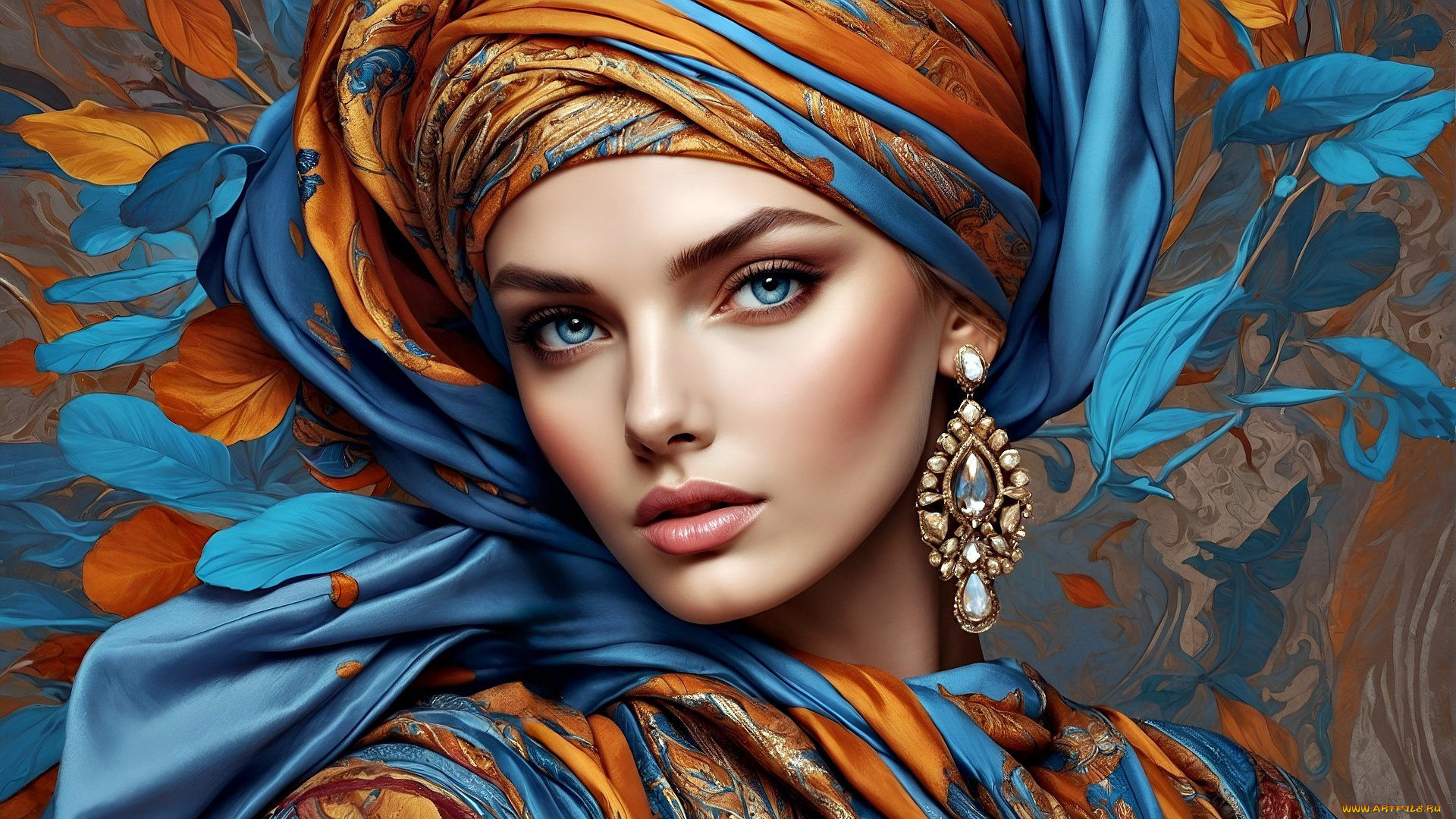 3д, графика, портреты, и, лица, , portraits, and, faсes, тюрбан, серьга