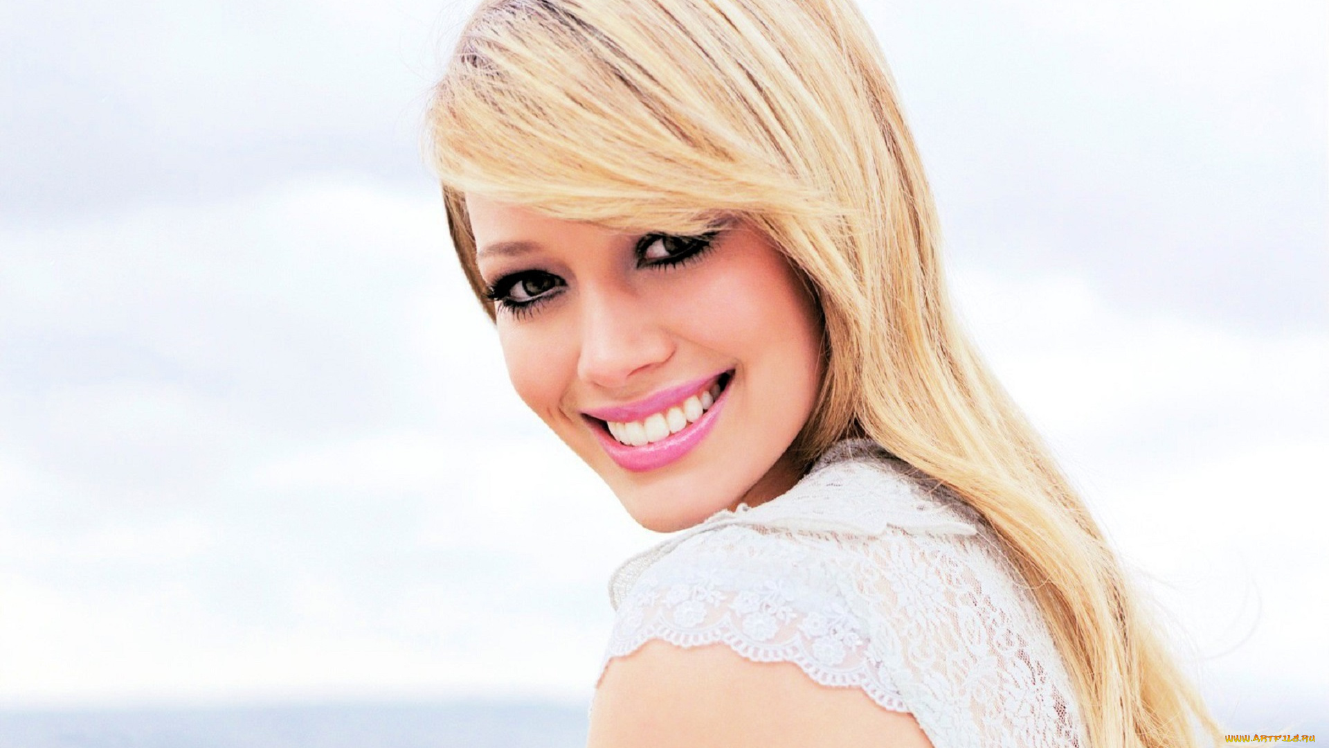 девушки, hilary, duff, блондинка, лицо, улыбка