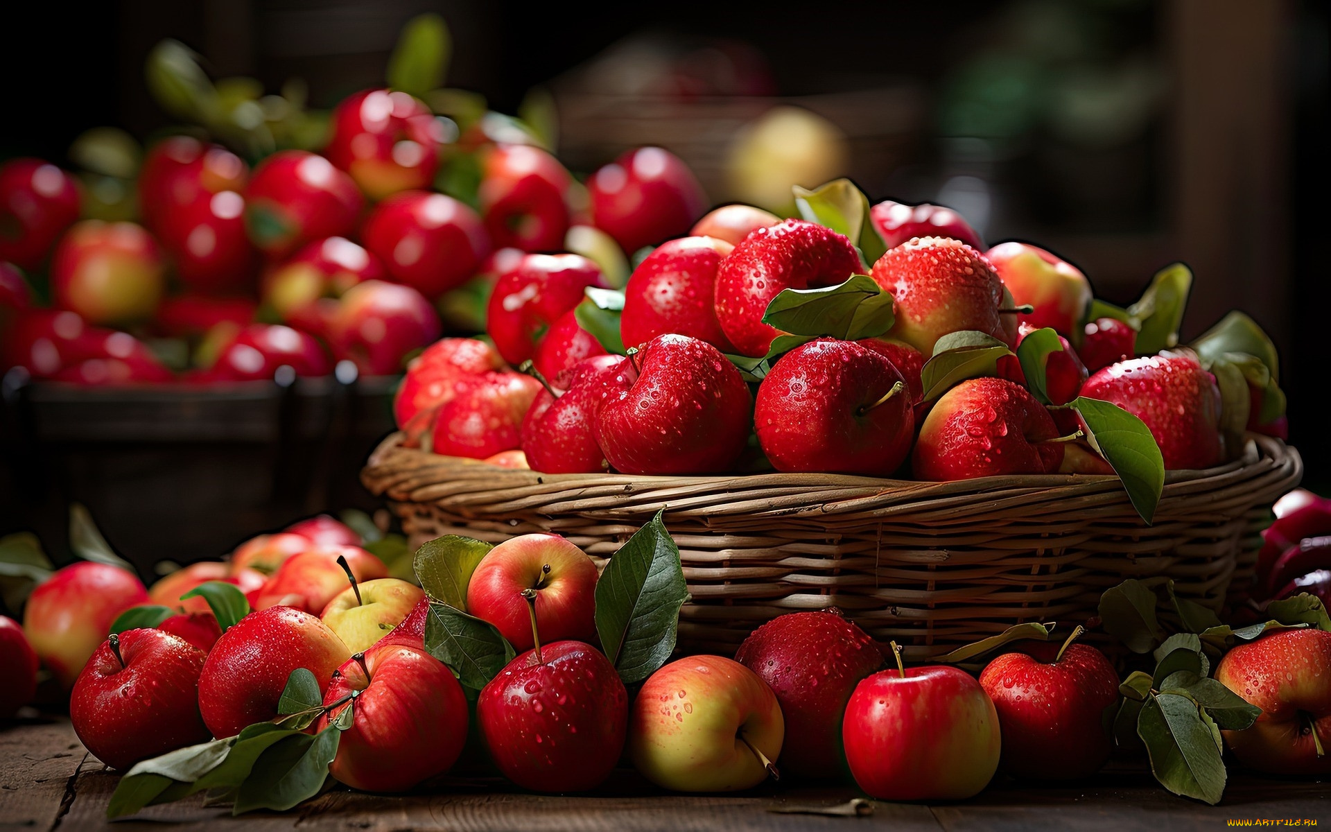 3д, графика, еда-, food, яблоки