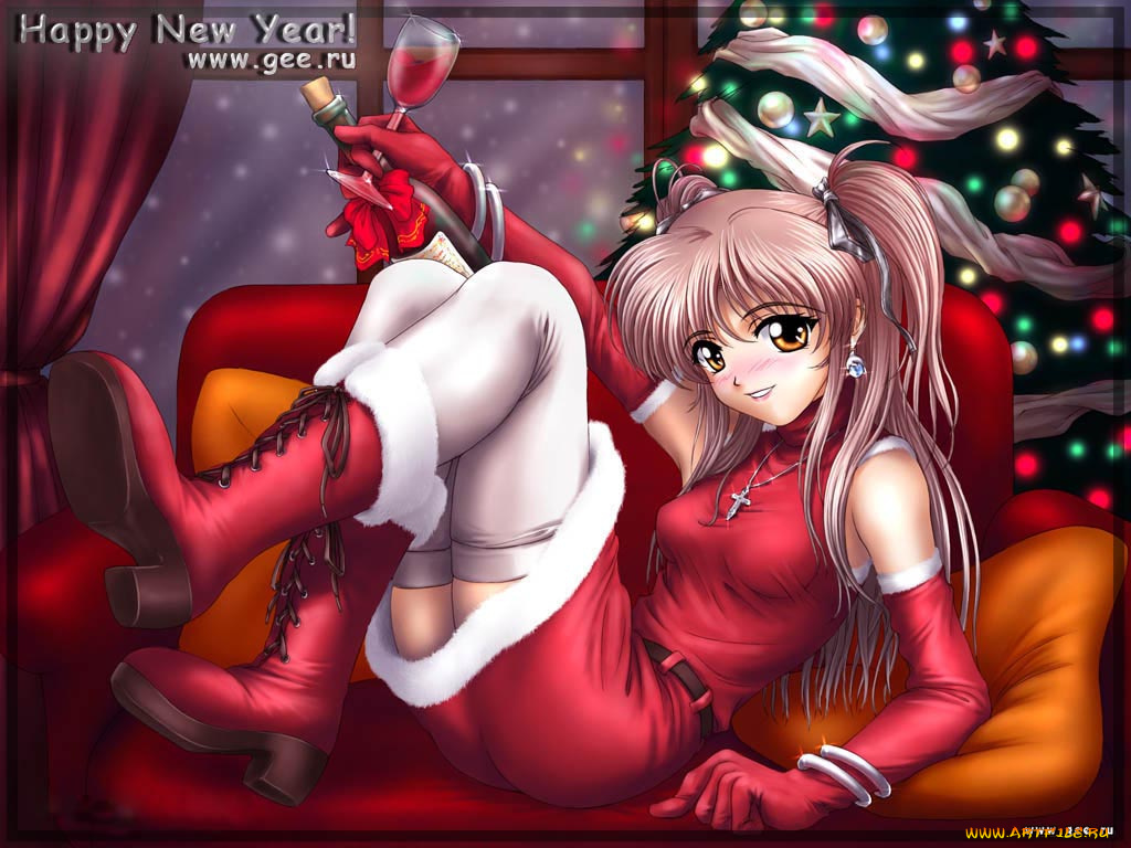 аниме, merry, chrismas, winter