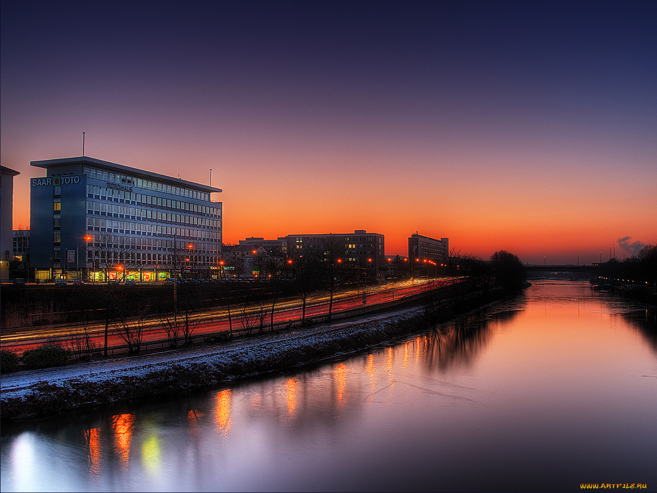 города, огни, ночного