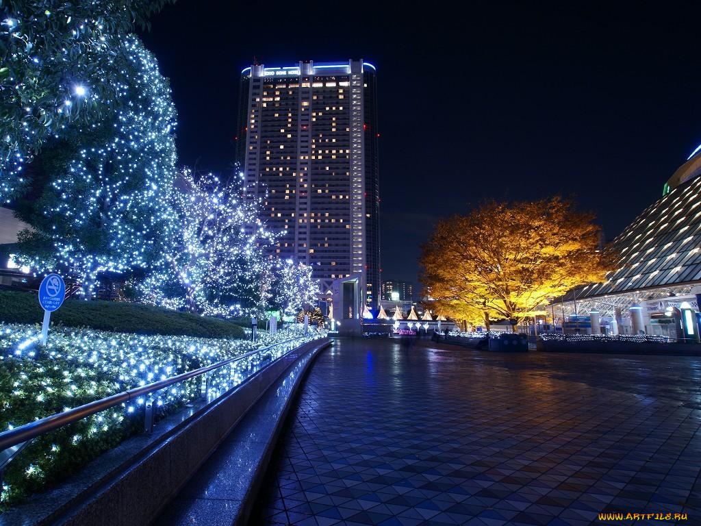 города, огни, ночного