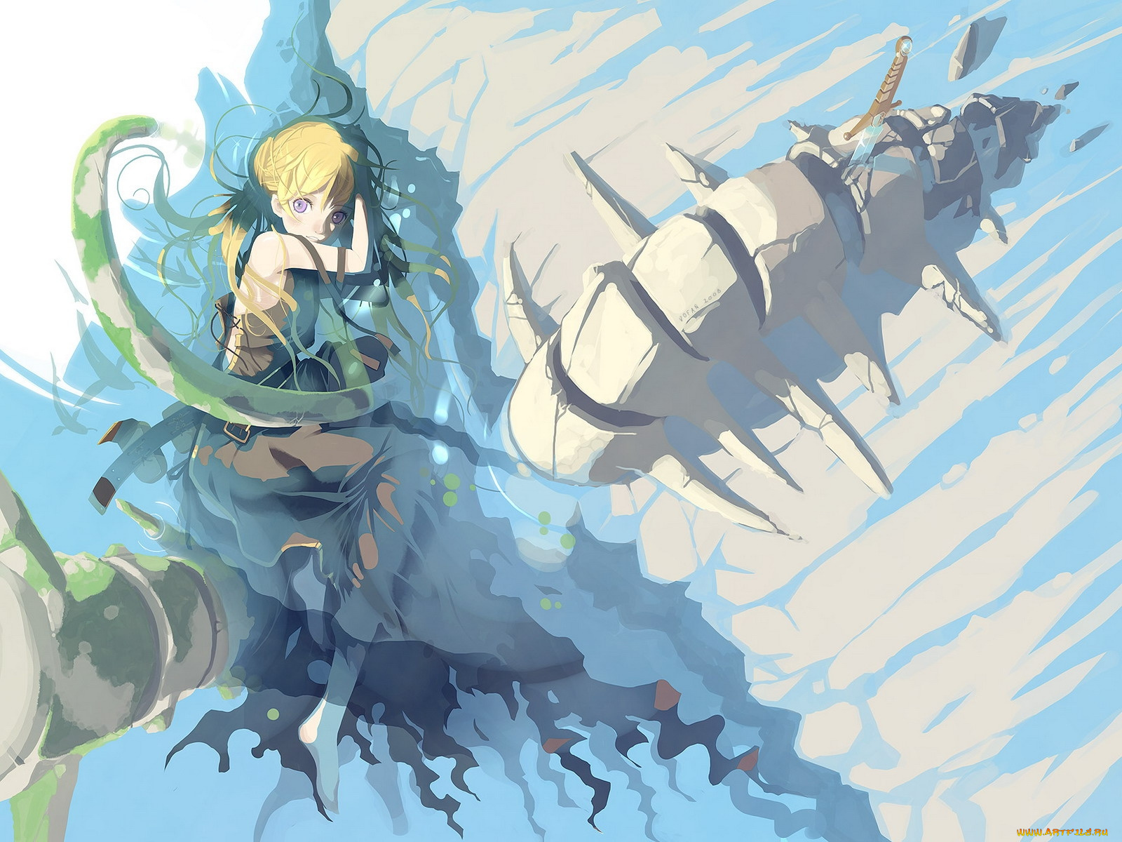 аниме, weapon, blood, technology