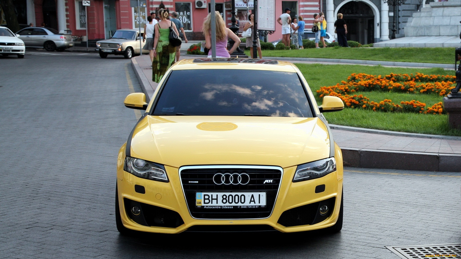 автомобили, audi, a4, желтая, матовая, седан