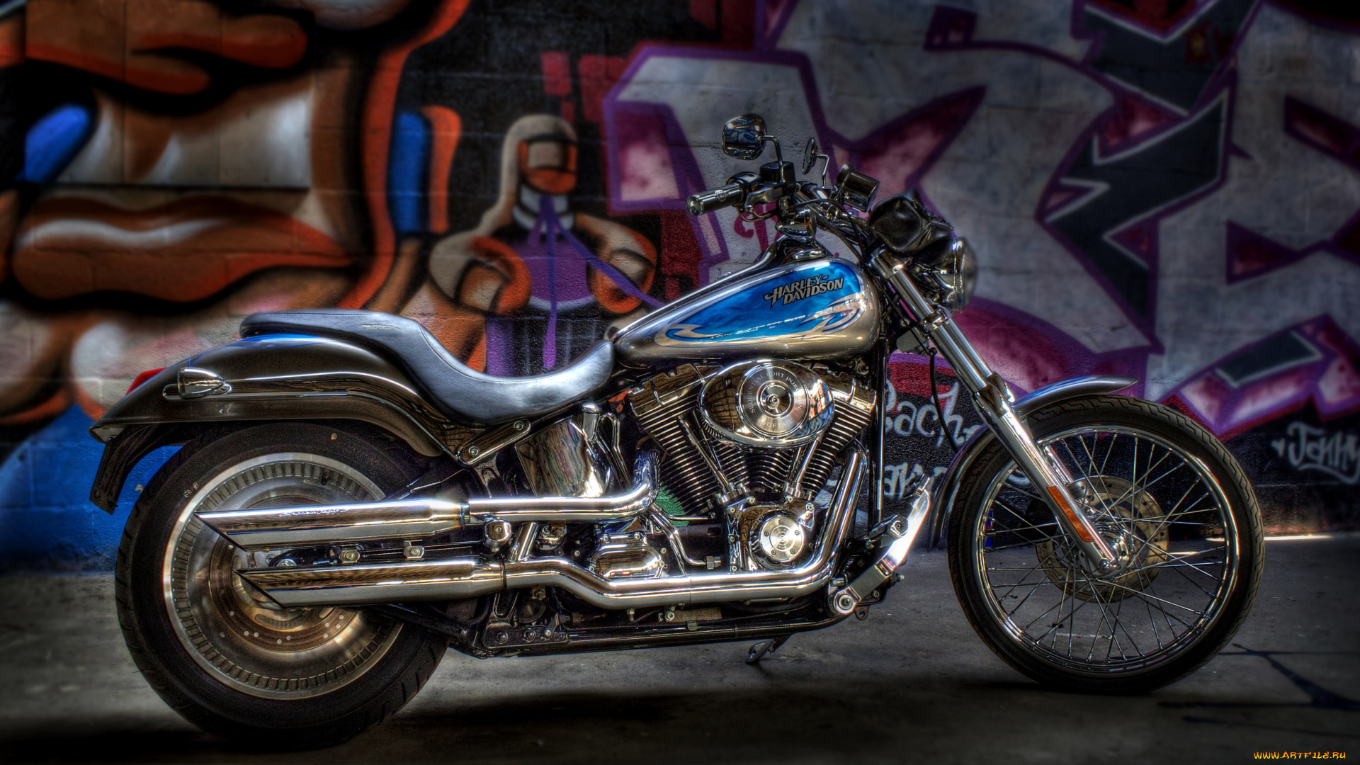 мотоциклы, harley, davidson, граффити, харлей, девидсон