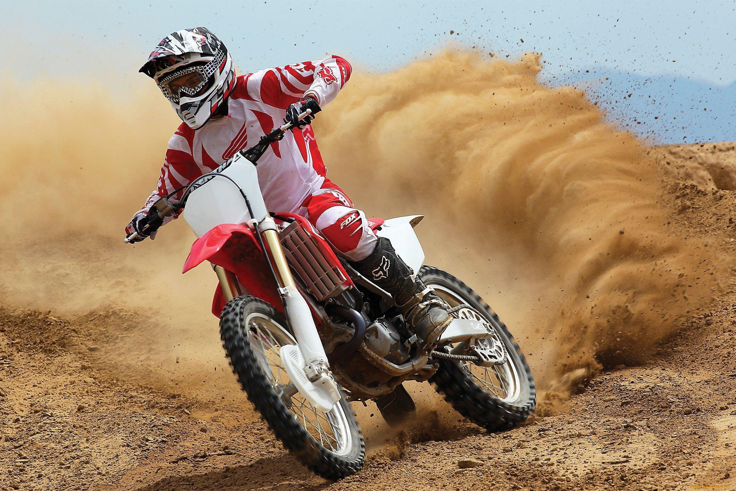 спорт, мотокросс, небо, мотоциклист, песок