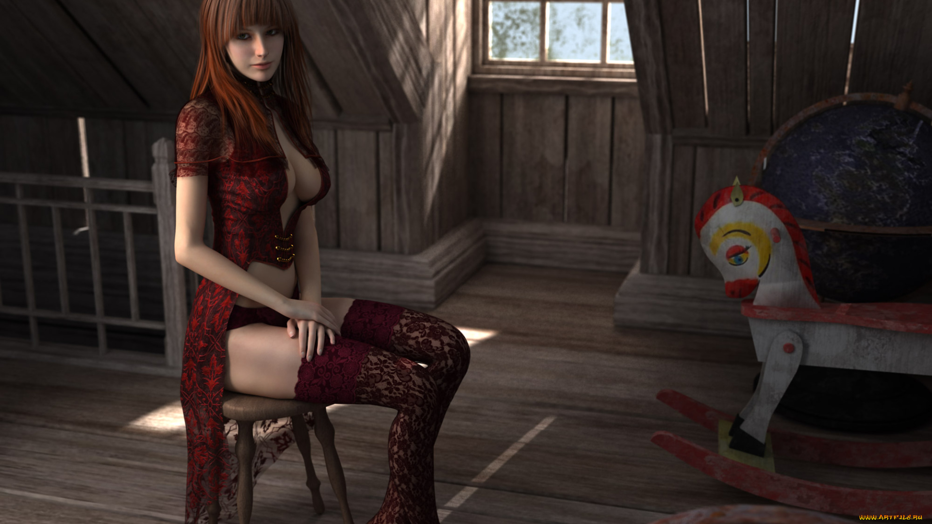 3д, графика, people, люди, комната, девушка