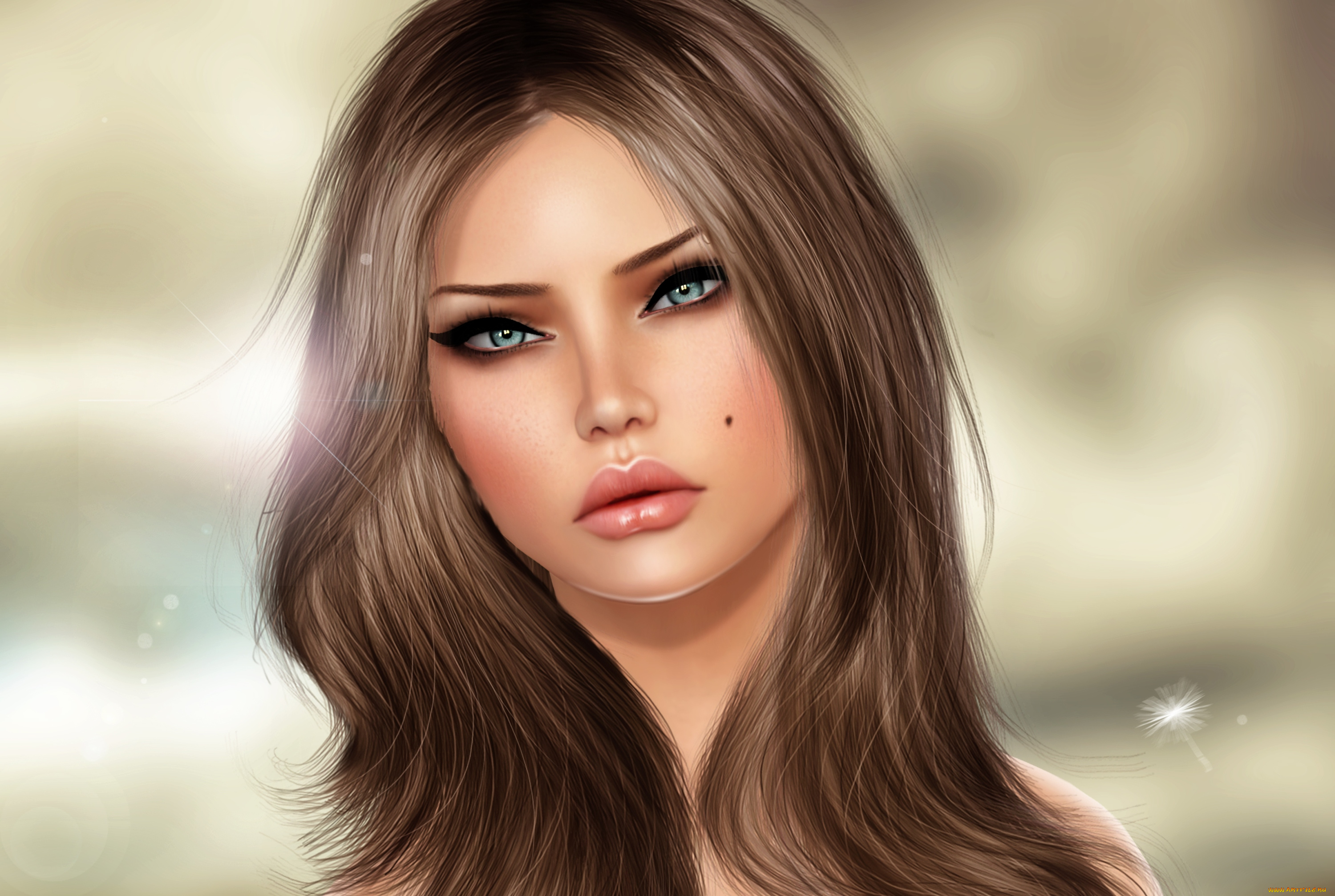 3д, графика, portraits, портрет, брюнетка