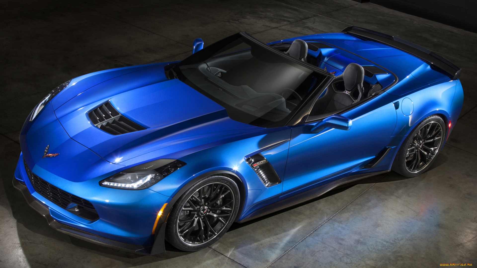 автомобили, corvette, 2015г, синий, с7, z06, convertible
