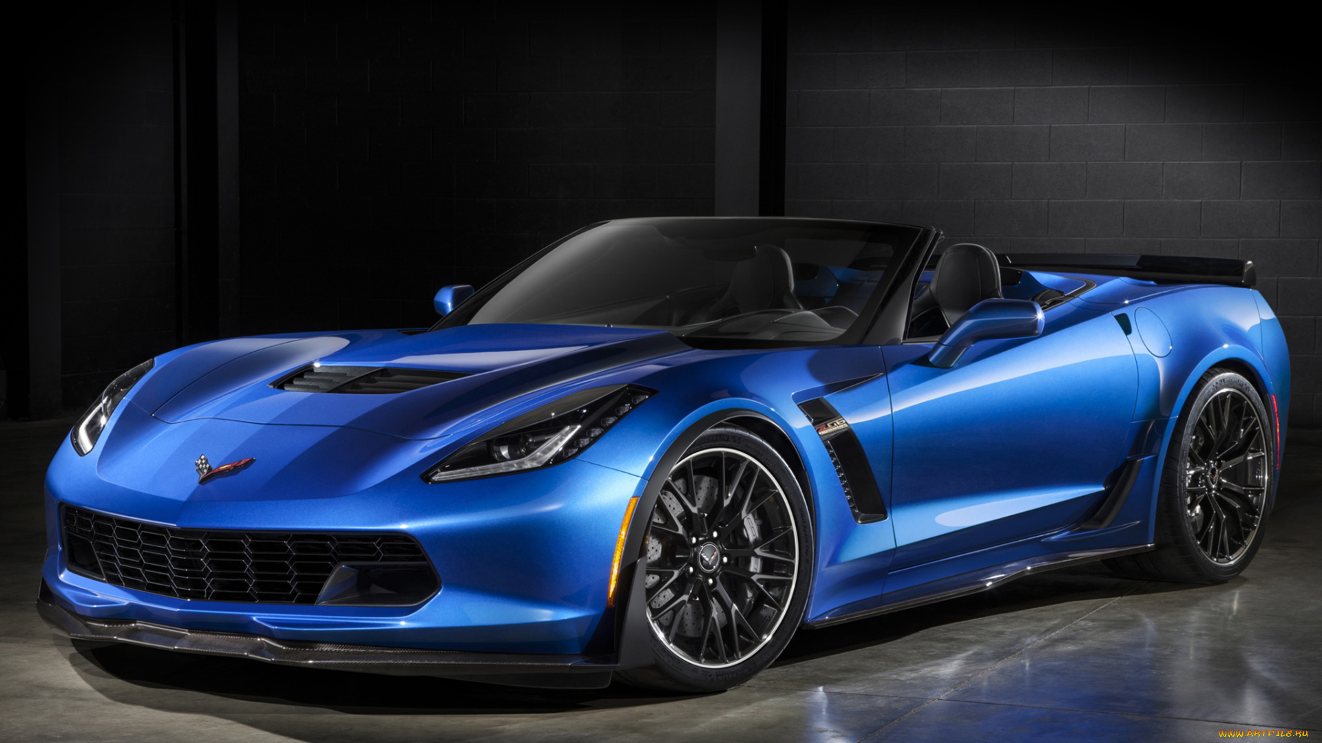 автомобили, corvette, convertible, z06, синий, с7, 2015г