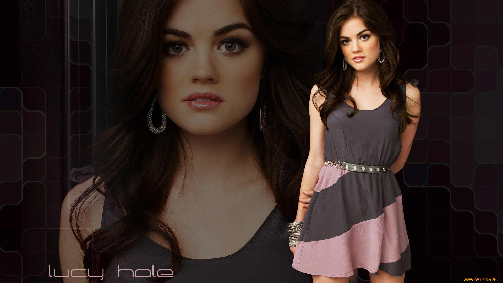 девушки, lucy, hale, lucy, hale, серьги, взгляд, скромность, пояс, платье