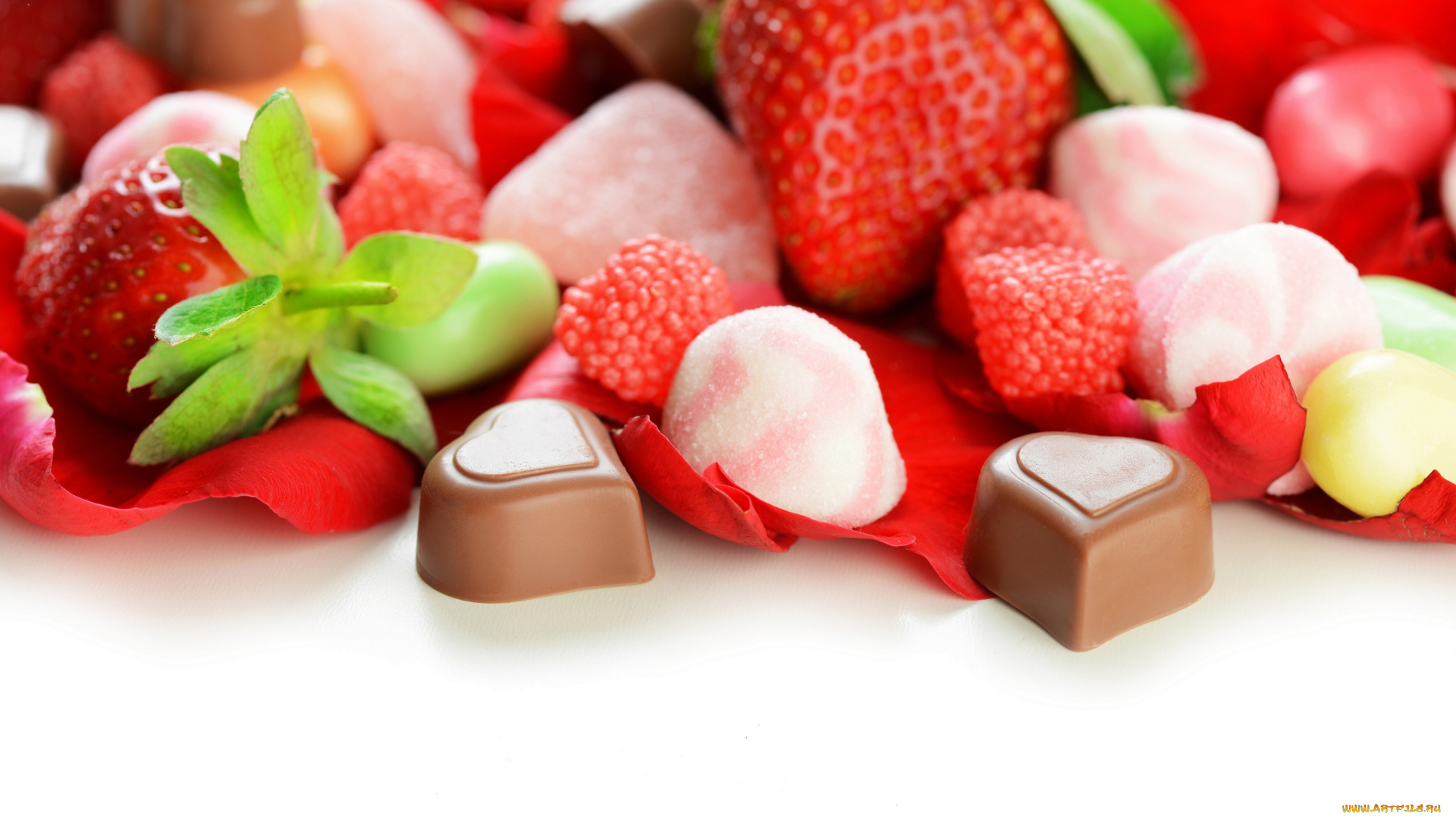 еда, разное, конфеты, ягоды, клубника