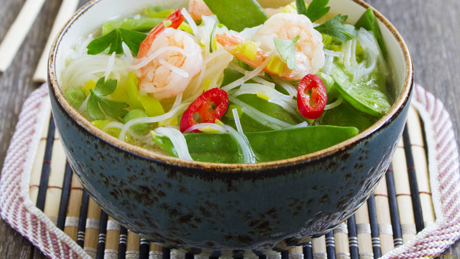 еда, рыбные, блюда, , с, морепродуктами, горох, креветки, суп