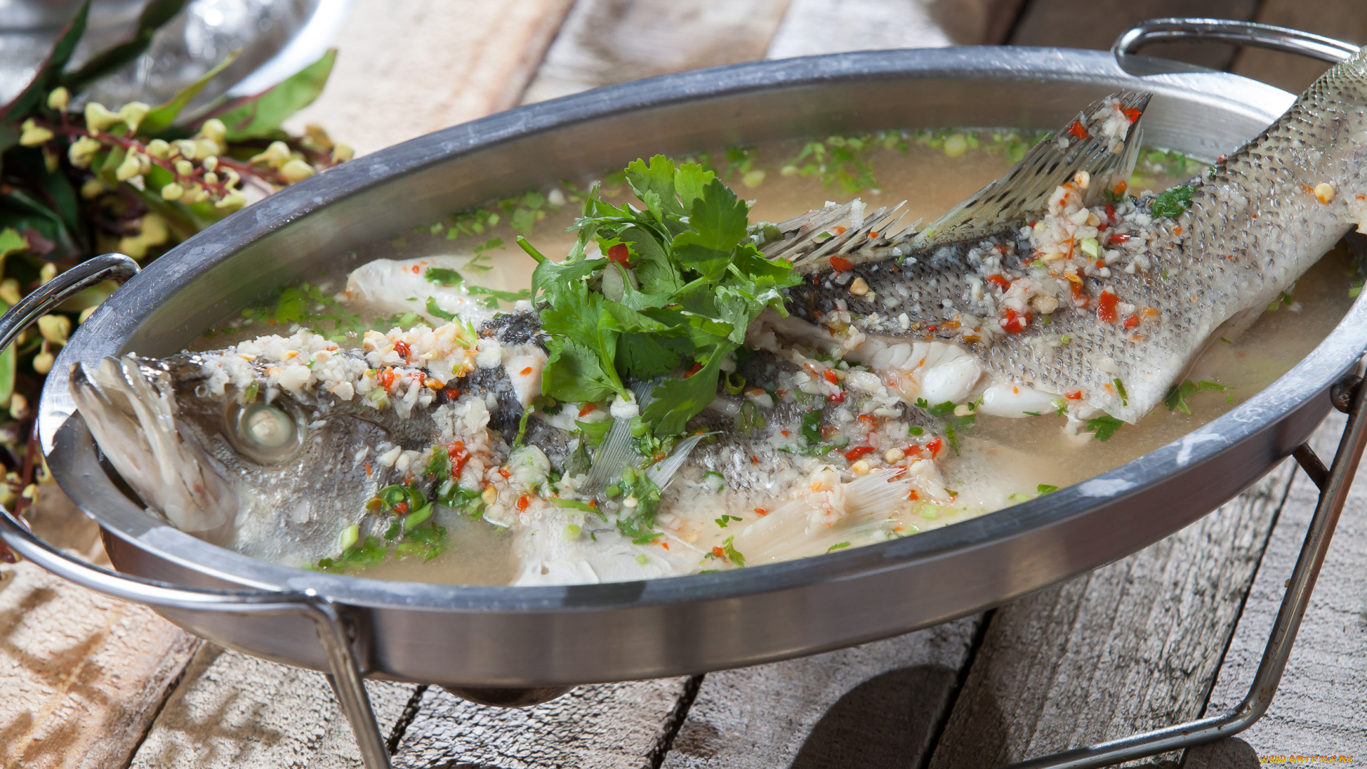 еда, рыбные, блюда, , с, морепродуктами, зелень, овощи, рыба, суп, рыбное, блюдо