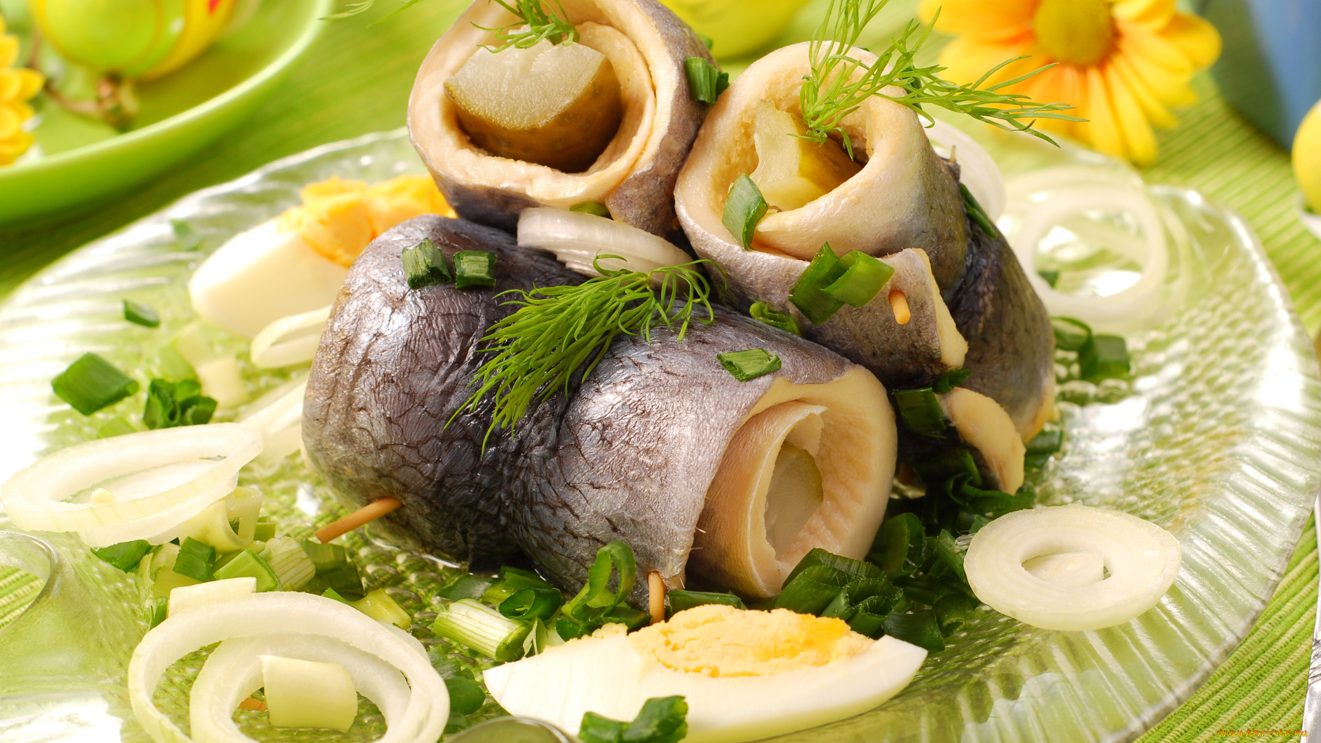 еда, рыбные, блюда, , с, морепродуктами, зелень, яйца, рыбные, рулеты