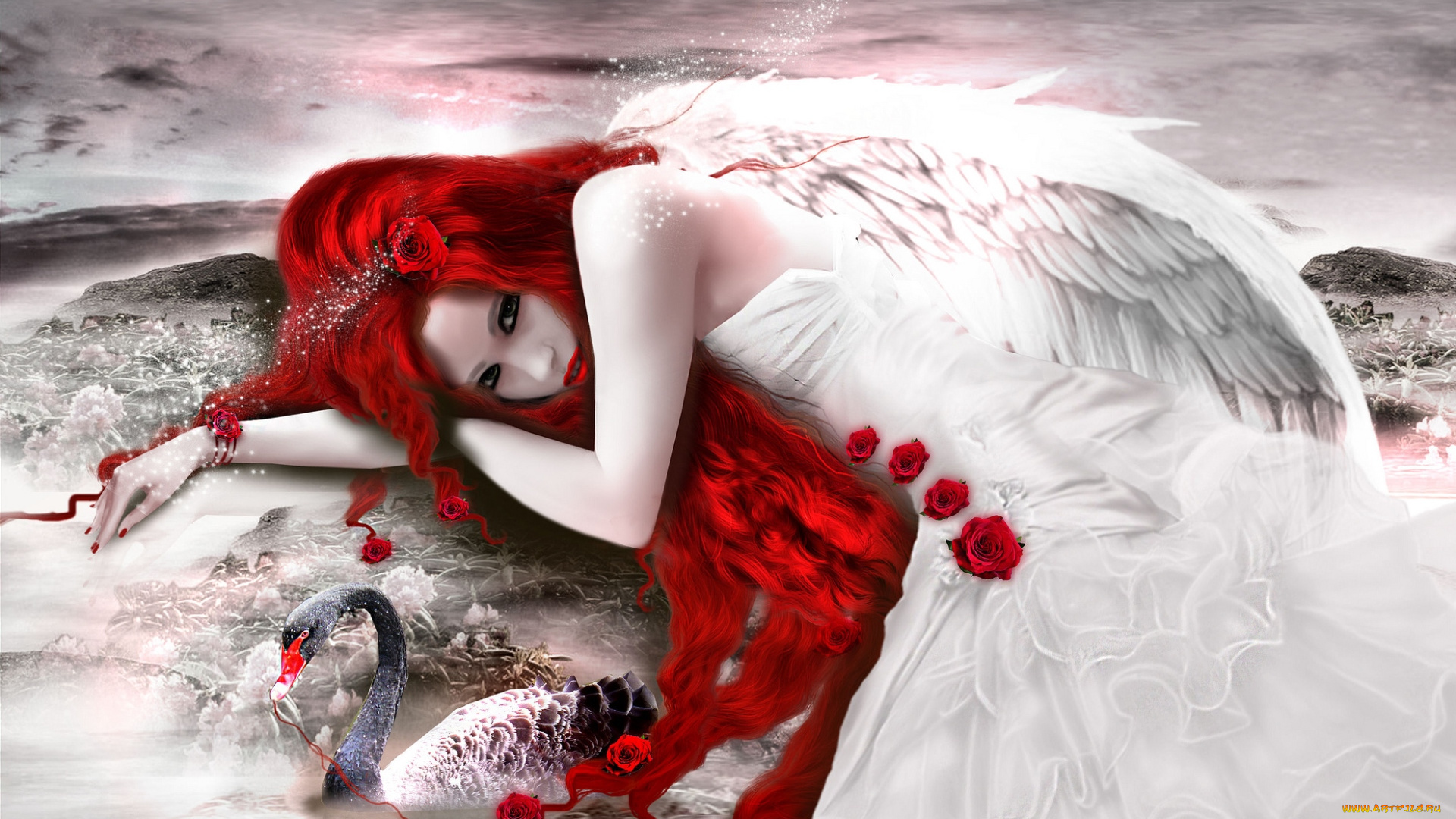 фэнтези, фотоарт, крылья, волосы